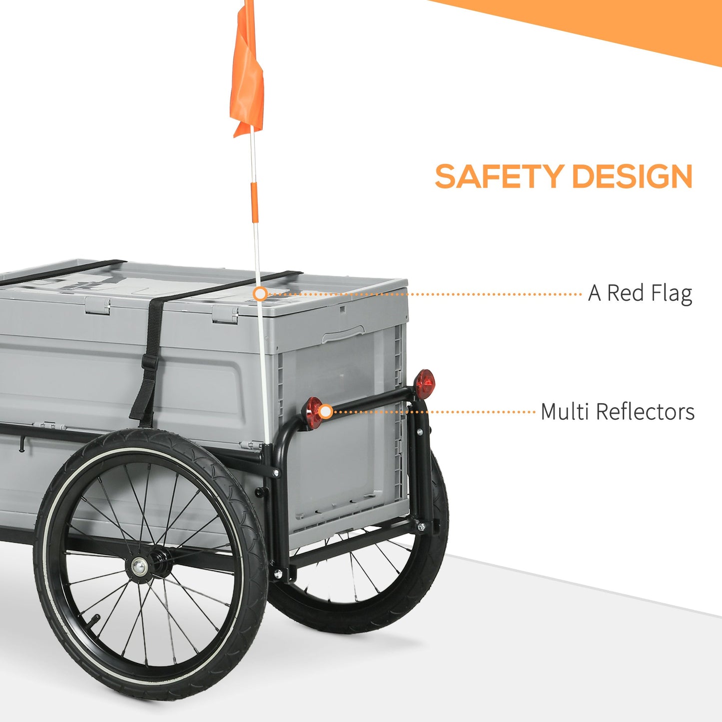 Steel Trailer for Bike, Bicycle Cargo Trailer with Foldable Storage Box and Safe Reflectors, Max Load 88LBS Bike Cargo Trailers   at Gallery Canada