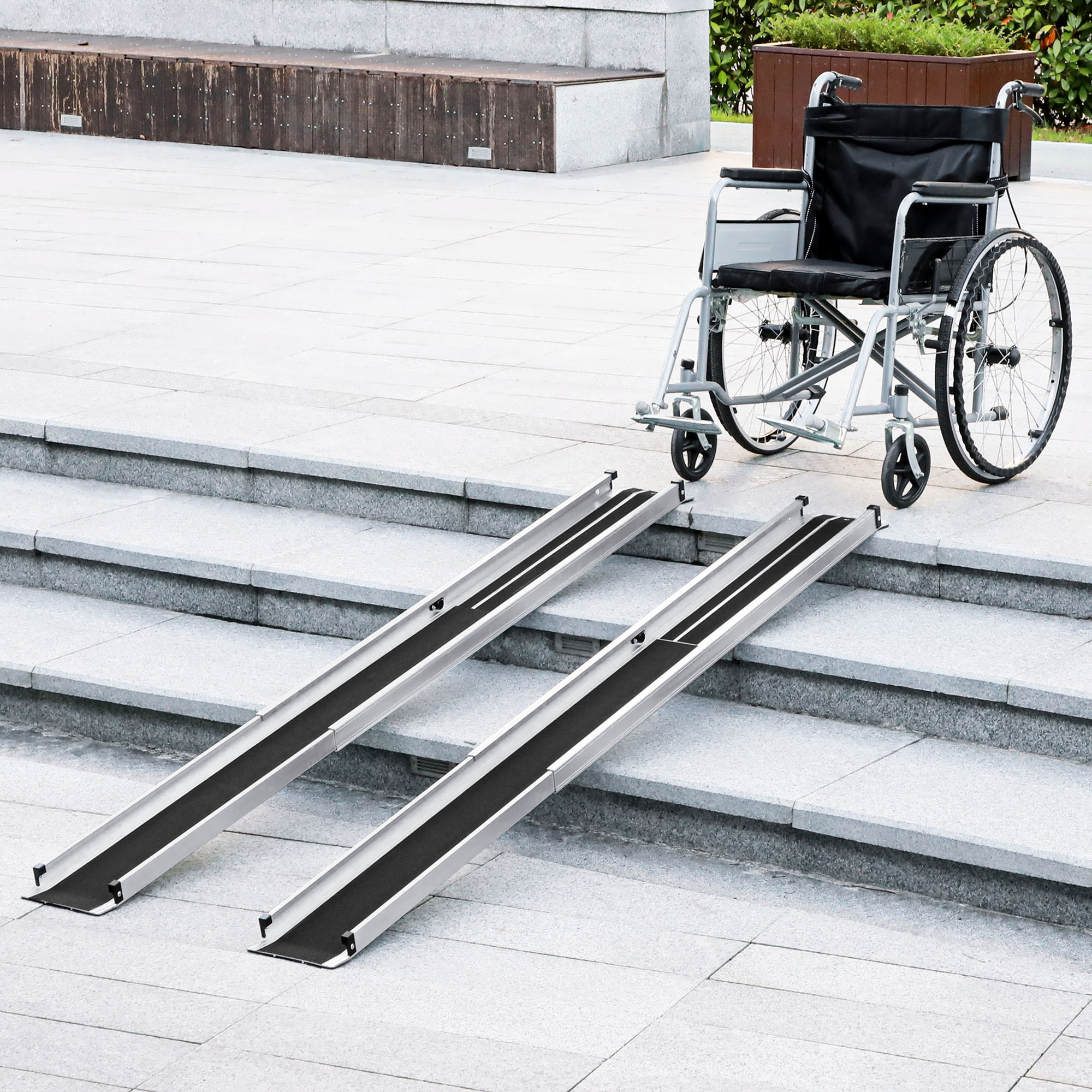 Telescopic Wheelchair Ramp, 8ft, 600 lbs, Aluminium Threshold Ramp, 2 Pack, for Home Steps, Mobility Scooters, Stairs Knee Walker & Wheelchair Ramps   at Gallery Canada