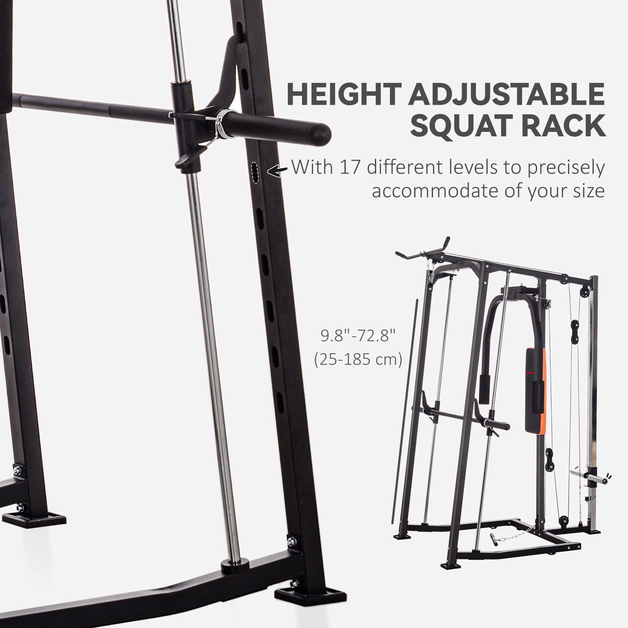 3 In 1 Smith Machine with Dual Cable Pulley System, Chest Press Station, 17-Level Squat Rack and Barbell Bar Power Towers at Gallery Canada