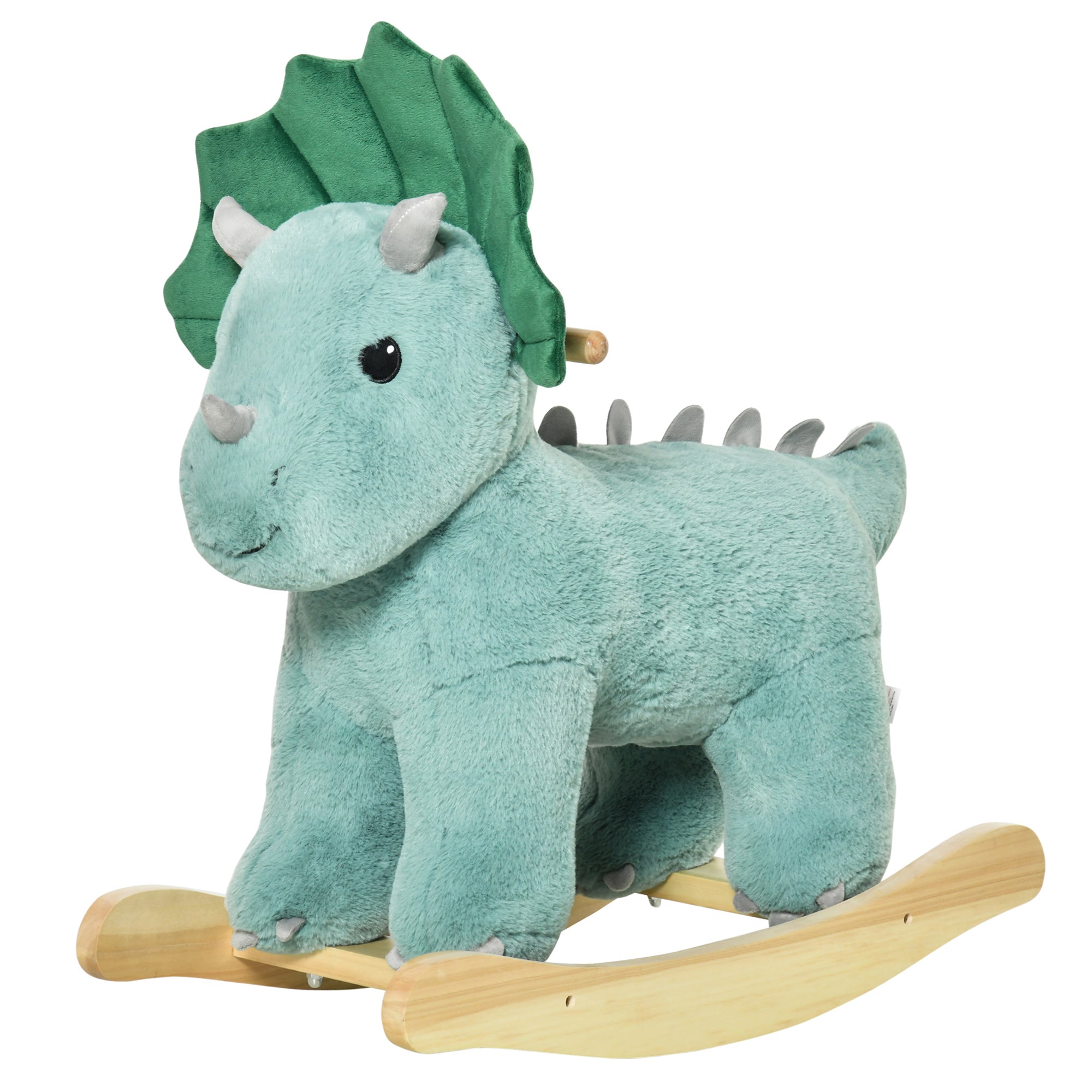 Kids Plush Ride-On Rocking Horse Triceratops-shaped Plush Toy Rocker with Realistic Sounds for Child 36-72 Months Dark Green Rocking Horses at Gallery Canada