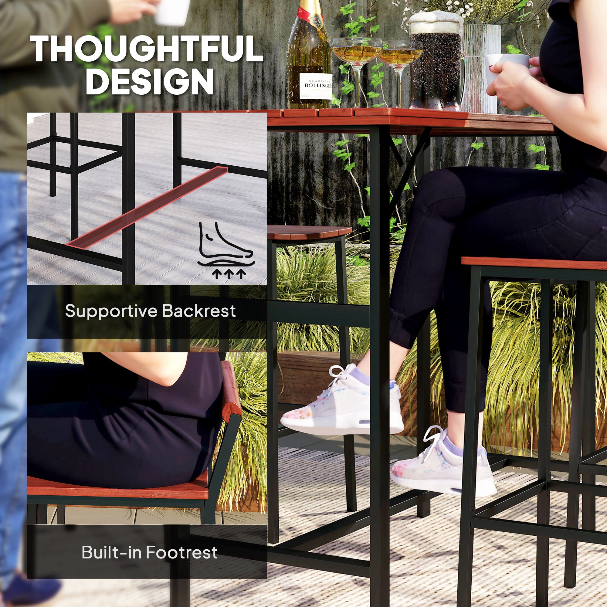 5 Piece Patio Bar Set with 47