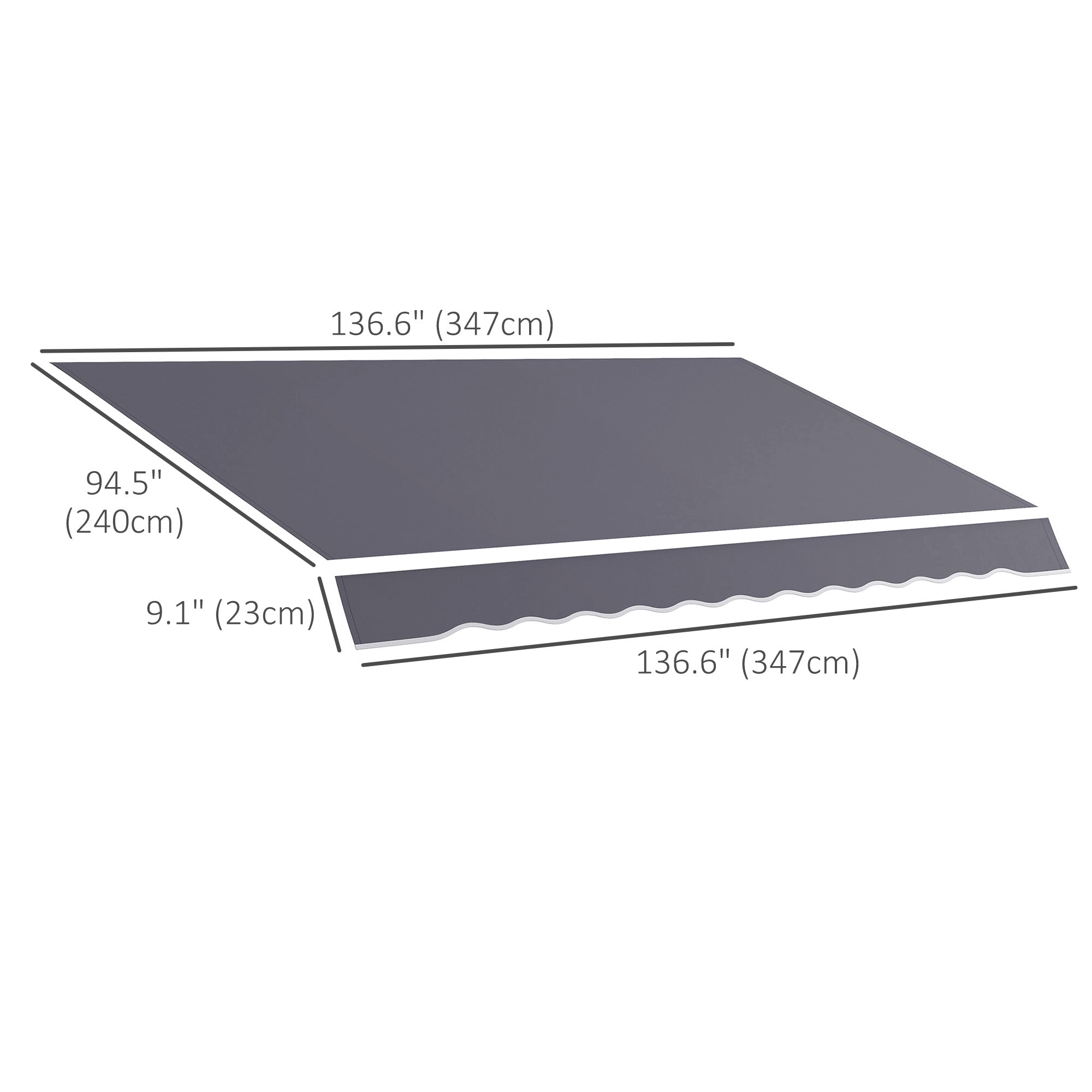 11' x 8' Outdoor Sunshade Canopy Awning Cover, Retractable Awning Fabric Replacement, UV Protection, Grey Awning Fabric Replacement at Gallery Canada