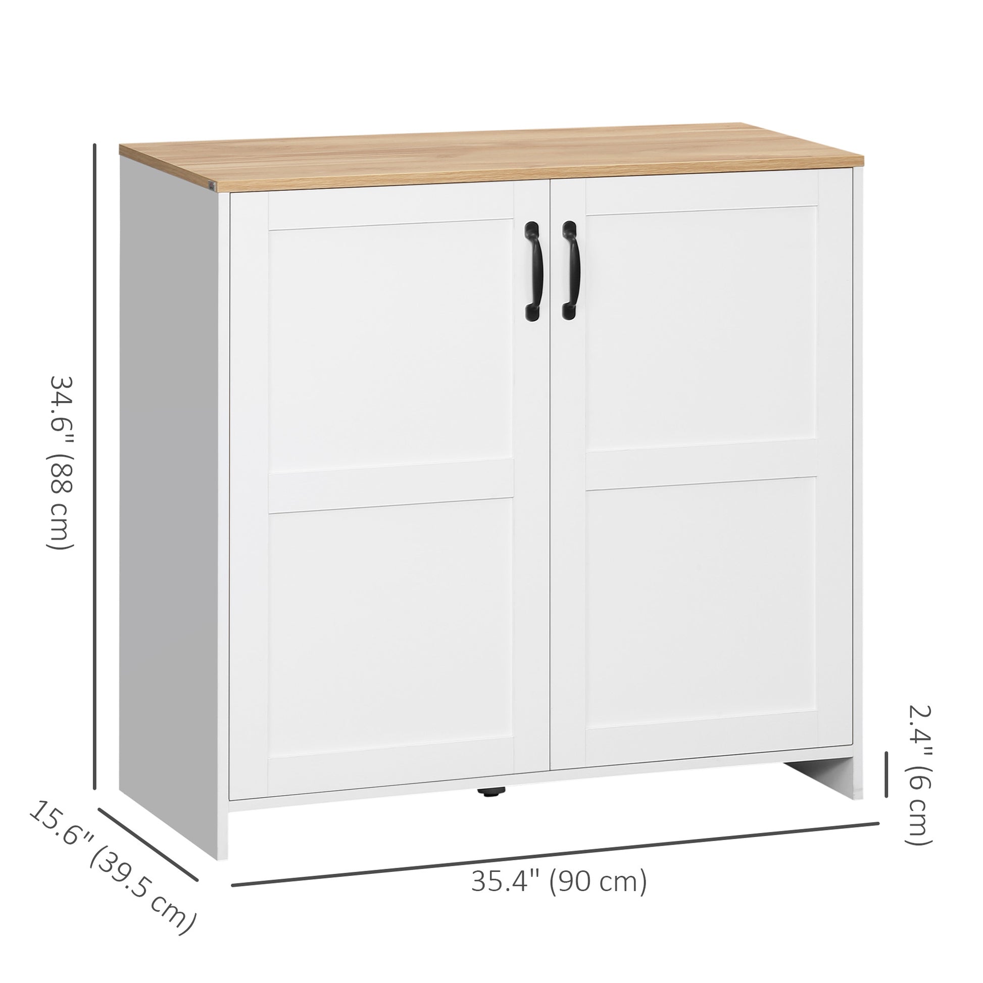 Kitchen Buffet Storage with 2 Doors and 2 Adjustable Shelves 90 x 39.5 x 88 cm White Storage Cabinets   at Gallery Canada