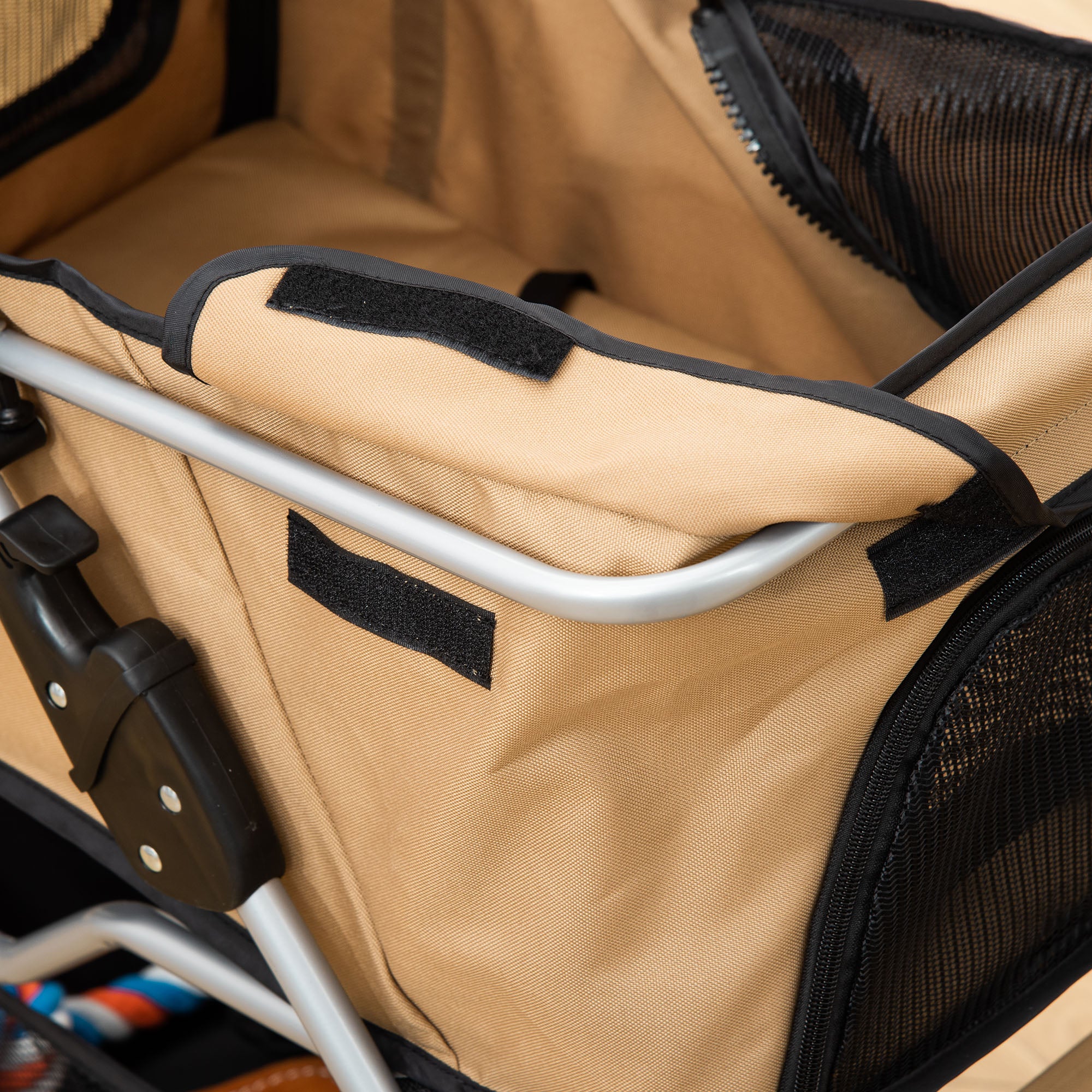 Pet Stroller Foldable Carrier for Cat, Dog and More 4 Wheels Travel Jogger with Cup Holder, Storage Basket, 360 ° swiveling front wheels, Easy Fold, Coffee Dog Bike Trailers & Strollers at Gallery Canada