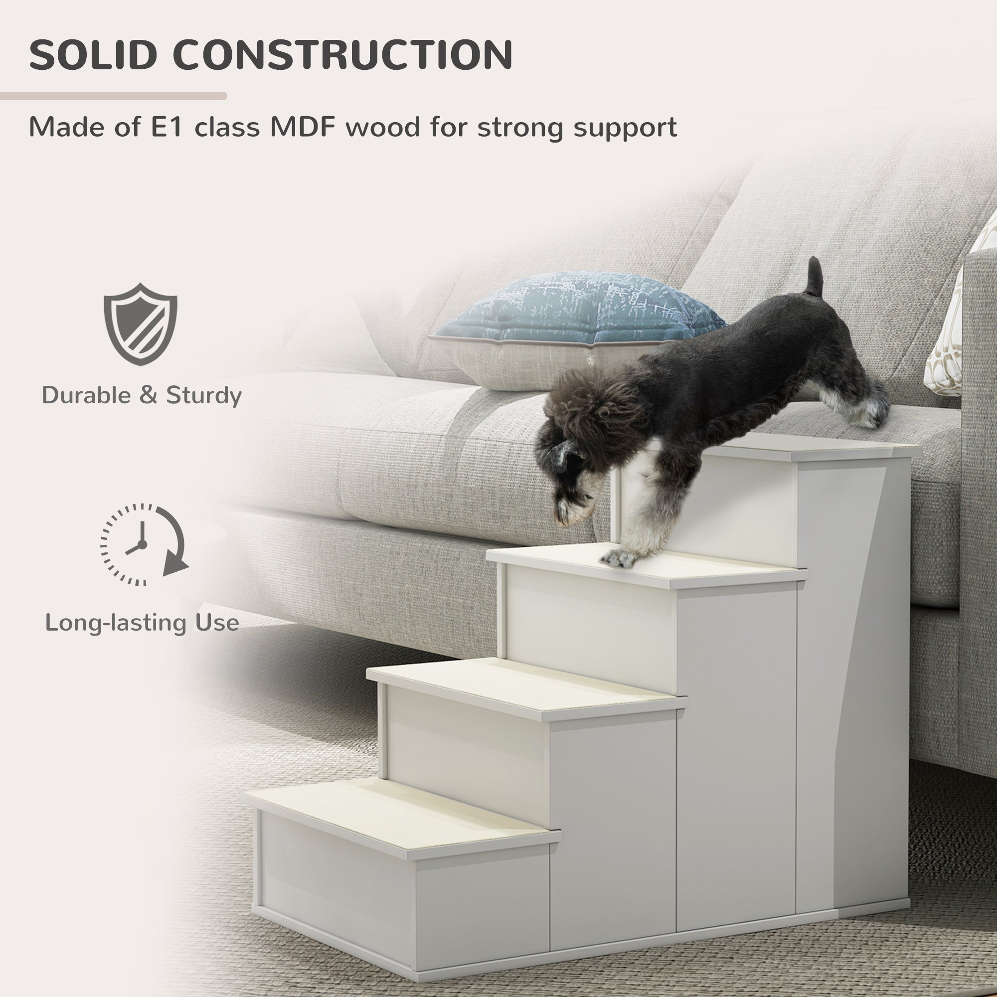 Dog Steps Pet Stairs for Bed Cat Ladder for Couch with Non-Slip Carpet, 15.7