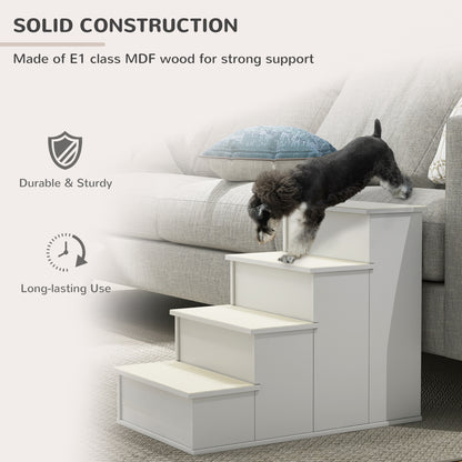 Dog Steps Pet Stairs for Bed Cat Ladder for Couch with Non-Slip Carpet, 15.7" x 23.2" x 21.3", White Dog Stairs   at Gallery Canada