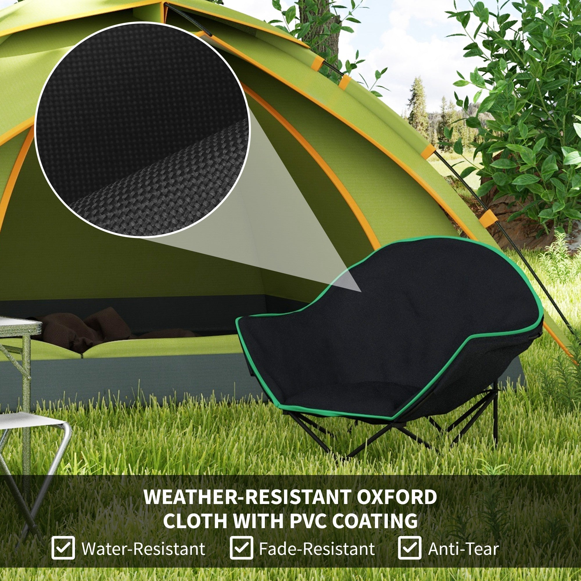Foldable Camping Chair Padded Moon Saucer Chair with Carry Bag, Storage Pocket for Outdoor, Beach, Picnic, Hiking, Fishing, Travel Picnic Tables & Camping Chairs at Gallery Canada