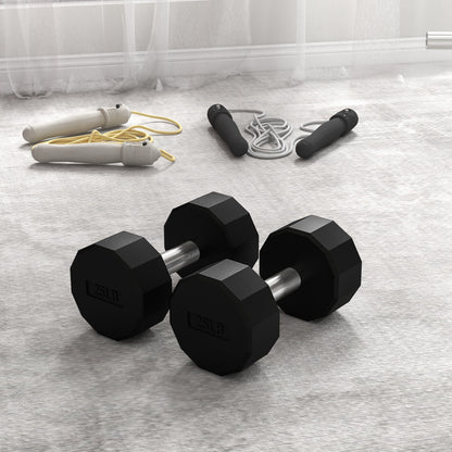 2 x 25lbs Dumbbells Set with Non-Slip Grip, Rubber Covered Weights for Men Women Home Gym Workout Dumbbells & Barbells   at Gallery Canada