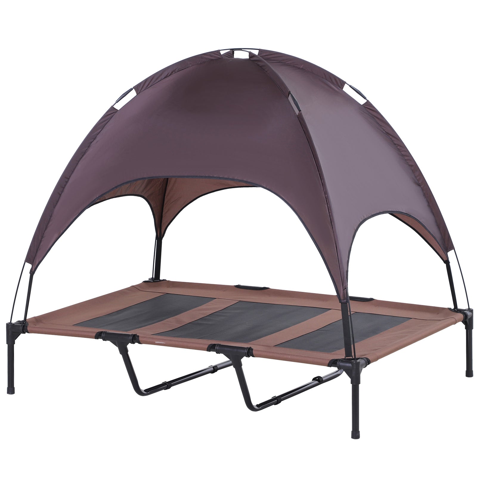 Elevated Dog Bed with Canopy, Portable Raised Dog Cot for XL Sized Dogs, Indoor &; Outdoor, 48" x 36" x 43", Coffee Elevated Dog Beds   at Gallery Canada