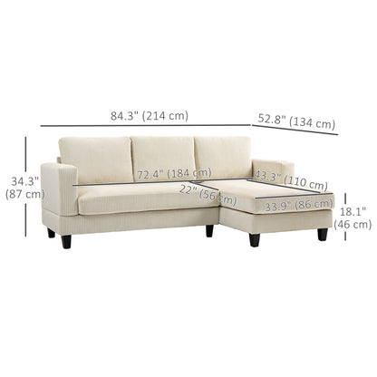 L Shaped Couch, L Shape Sofa with Chaise Lounge and Spring Cushion for Living Room, Bedroom, Beige Sofas & Reclining Chairs at Gallery Canada