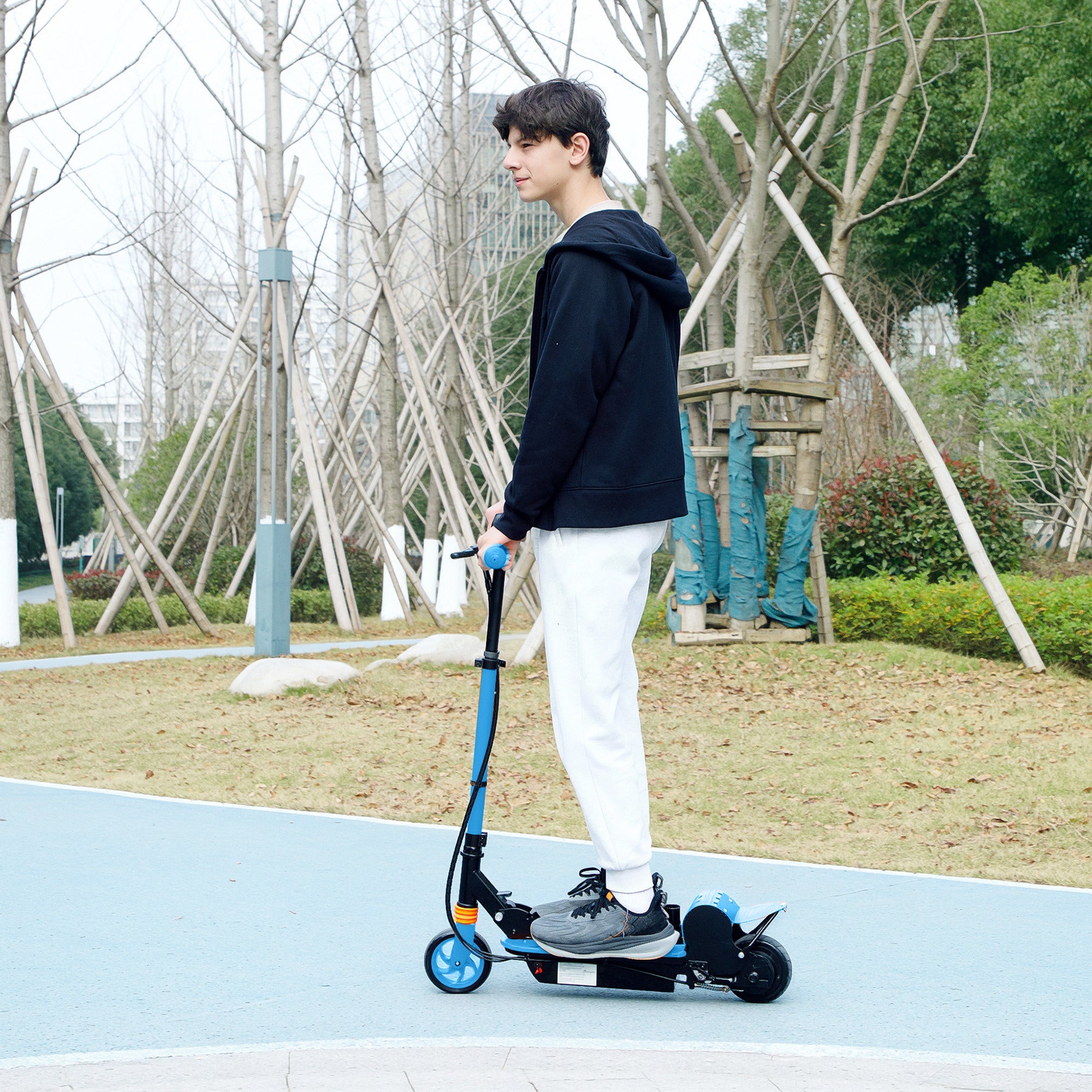 Foldable Electric Scooter for Kids Ages 6-14, with Seat and 2 Adjustable Heights, Max 6km Range &; 12km/h, Blue Scooters at Gallery Canada