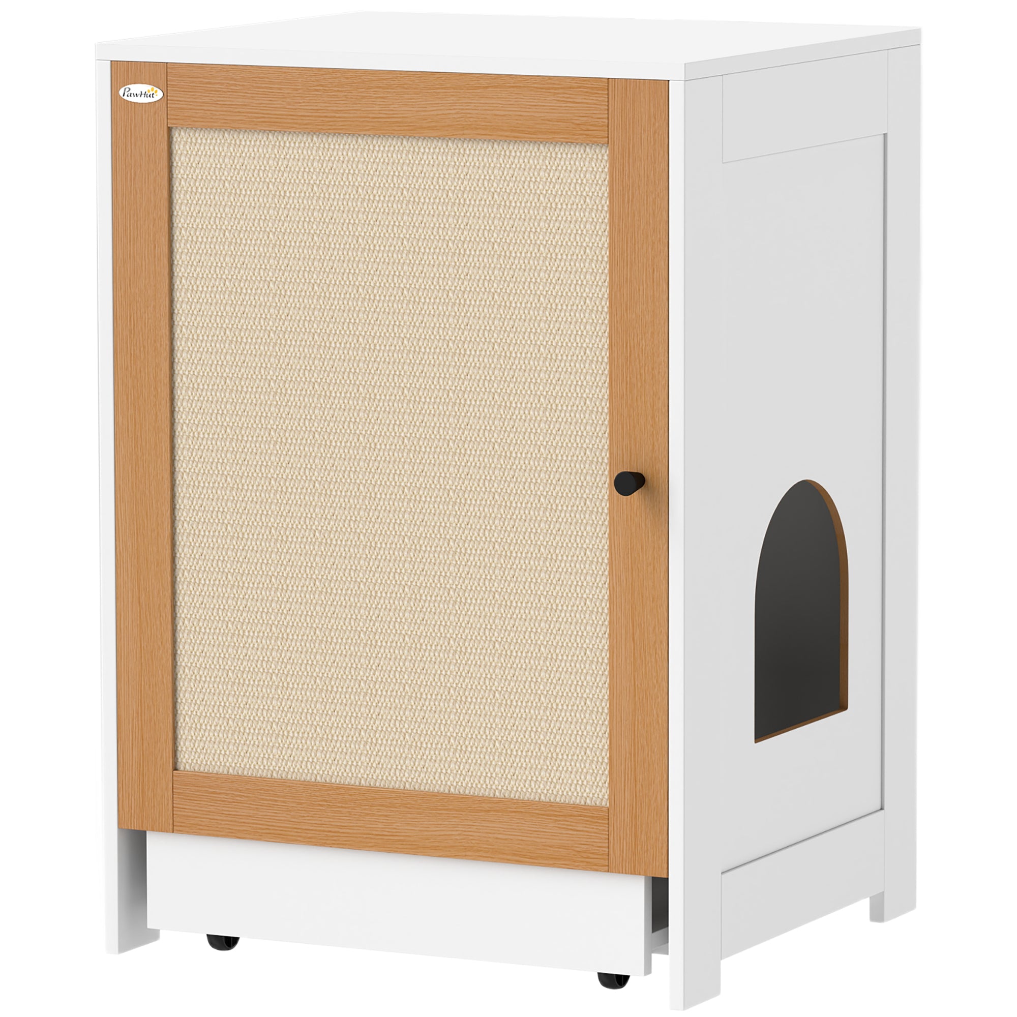 Cat Litter Box Enclosure, Hidden Litter Box Furniture with Pull-Out Tray, Storage Cabinet, Scratching Mat, Oak Cat Litter Box Enclosures   at Gallery Canada