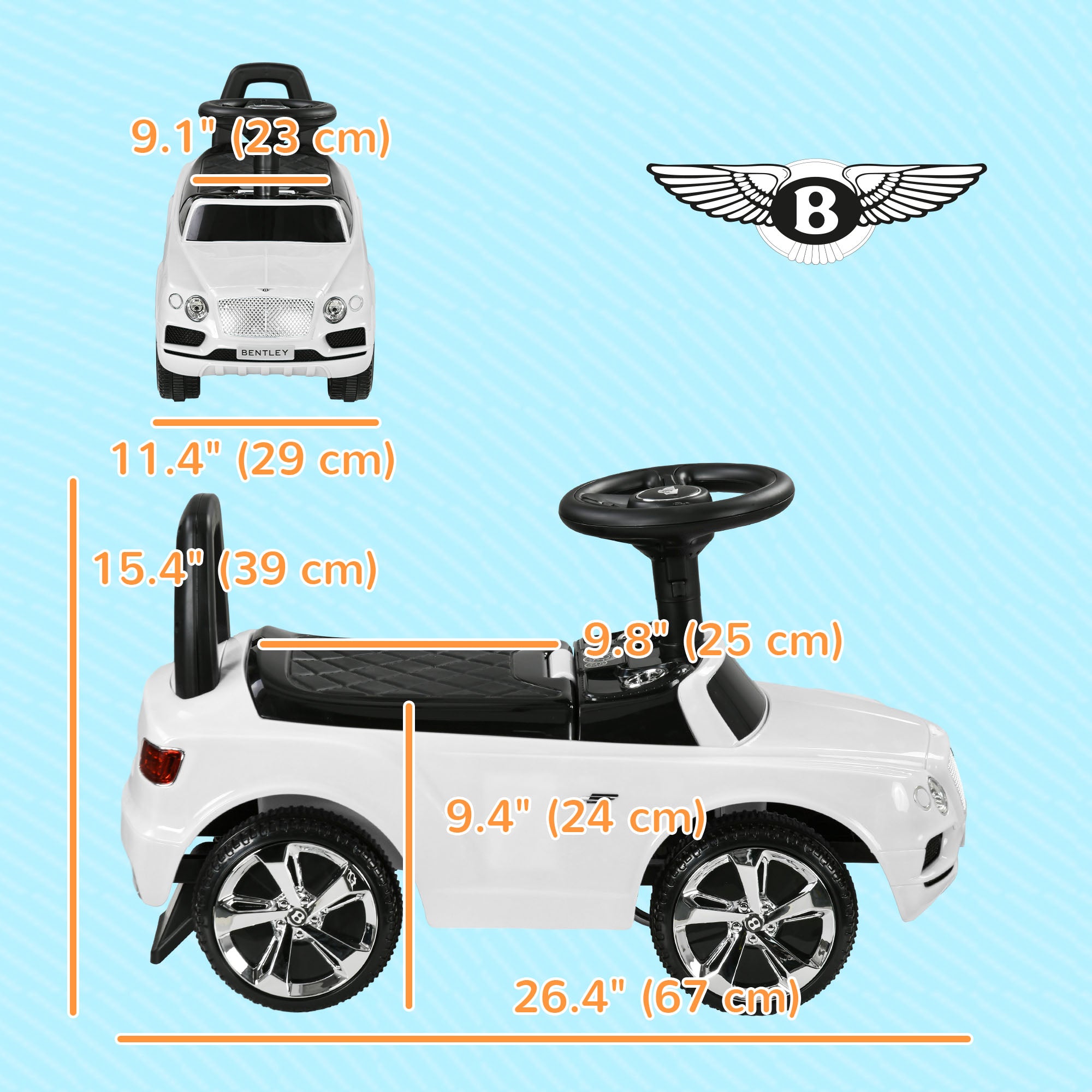 Bentley Bentayga Licensed Baby Car Foot To Floor with Horn Music, Under-Seat Storage, for 18-36 Months, White Push Cars for Toddlers at Gallery Canada