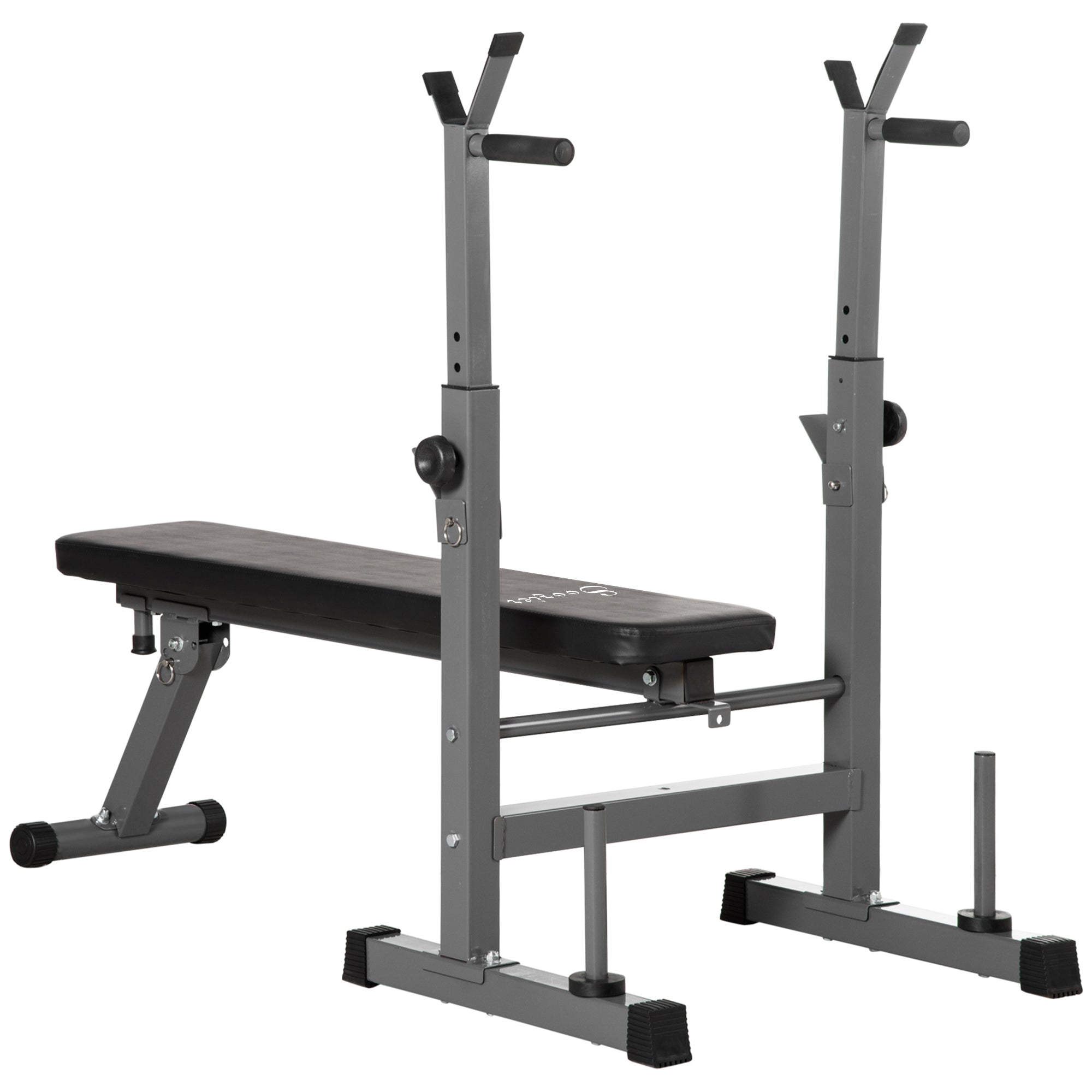 Adjustable Weight Bench, Foldable Bench Press with Barbell Rack and Dip Station for Home Gym, Strength Training Multiuse Workout Bench, Black and Grey Weight Benches Black and Grey at Gallery Canada
