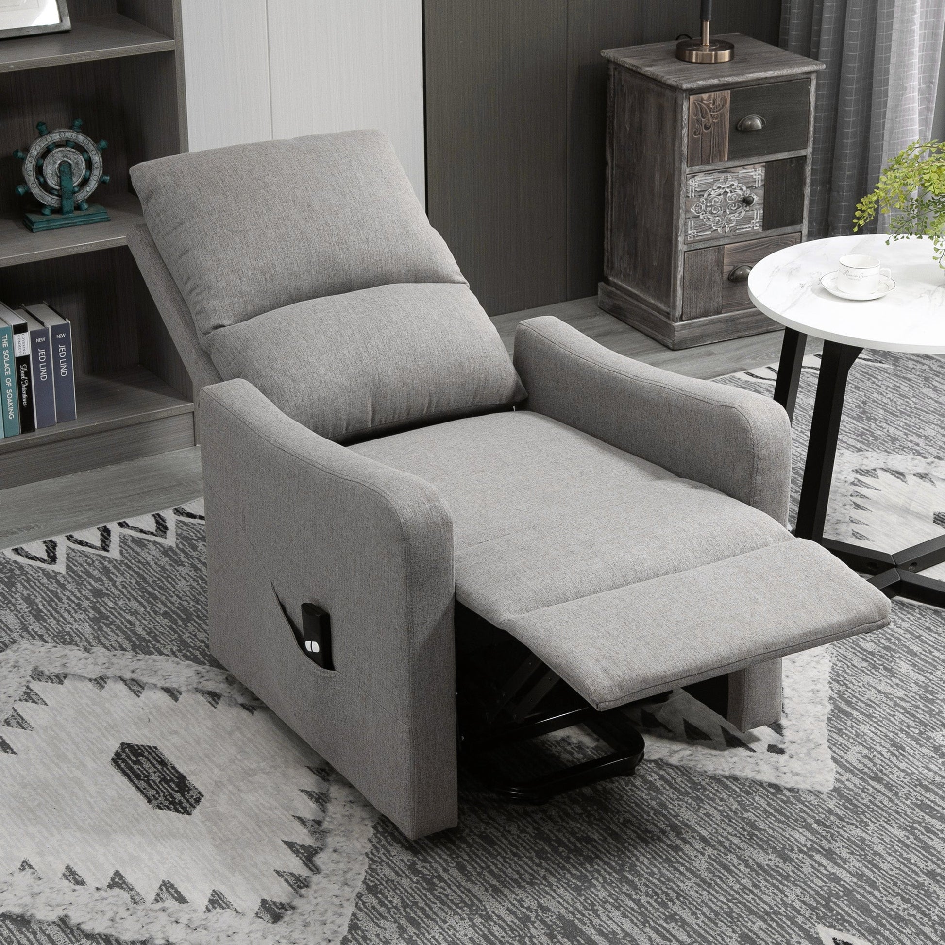 Electric Lift Recliner Chair Rising Power Chaise Lounge Fabric Sofa with Remote Control &; Side Pocket for Living Room Electric Power Lift Chairs   at Gallery Canada