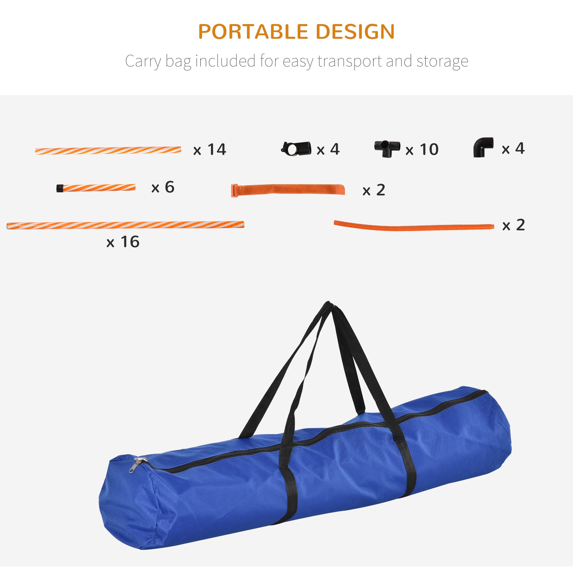 4PC Portable Pet Agility Training Set Hurdle for Dog Obstacle Exercise with Adjustable Height Jump Ring High Jumper Weave Poles Square Pause Box Carry Bag Whistle Orange and White Dog Agility Training Equipment at Gallery Canada