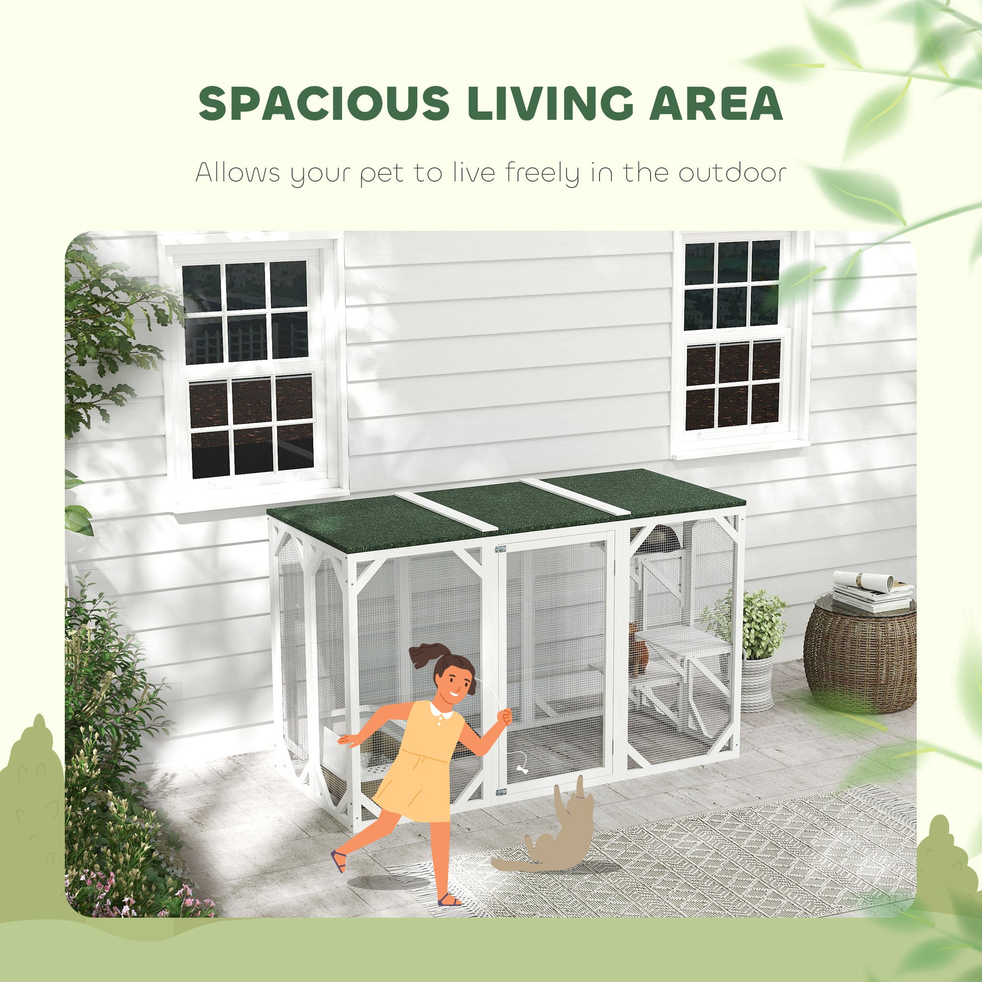 Catio Outdoor Cat Enclosure with Waterproof Roof, Multi-Level Platforms, Lock, White Outdoor Cat Enclosures at Gallery Canada