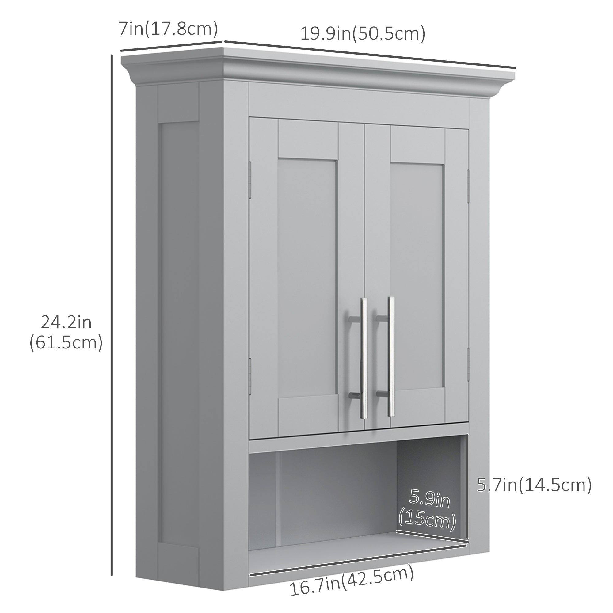 Bathroom Wall Cabinet, Medicine Cabinet, Over Toilet Storage Cabinet with Shelf for Living Room and Entryway, Grey Wall Mounted Cabinets   at Gallery Canada