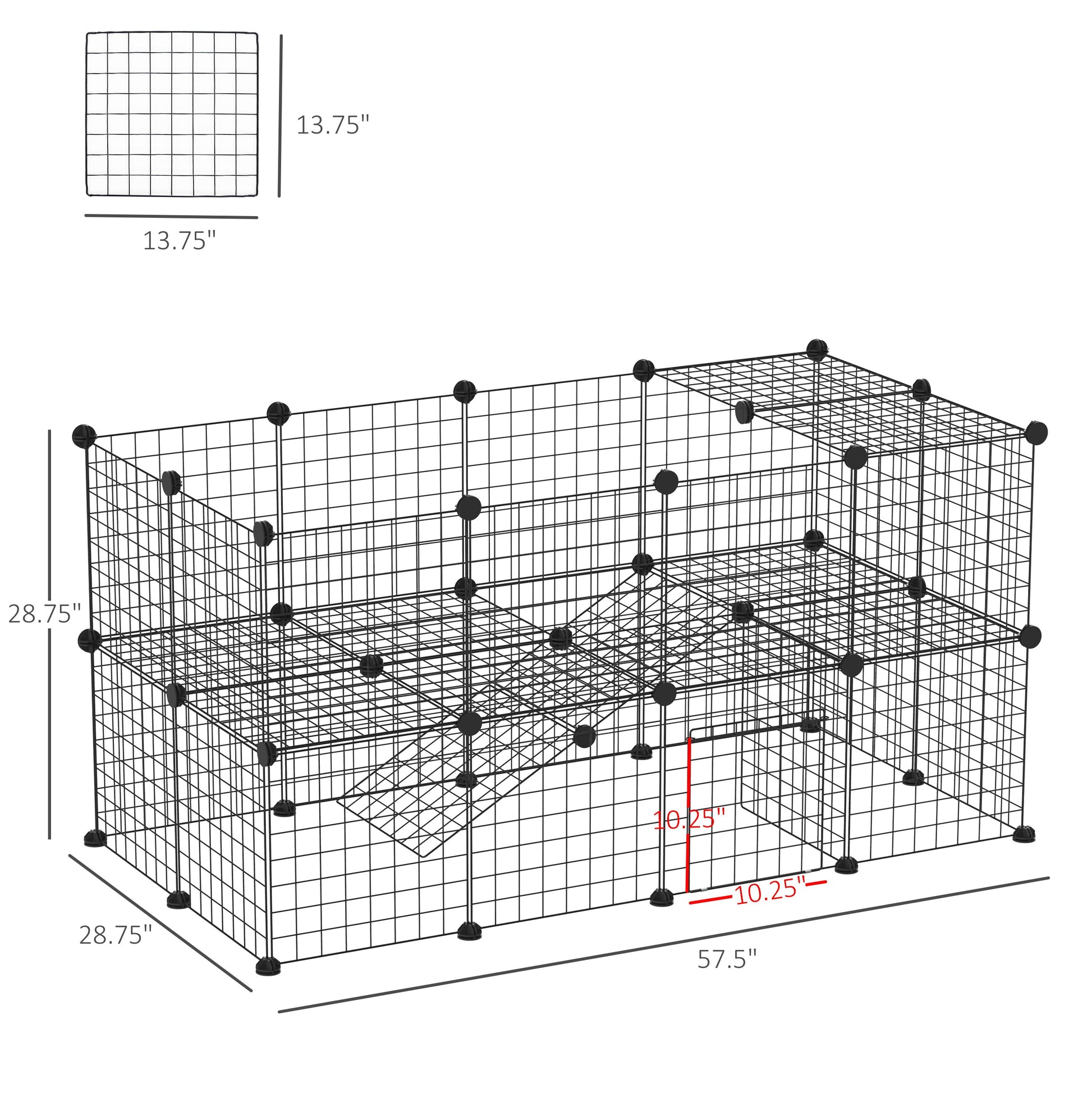 40 Pcs Small Animal Cage Bunny Hutch Portable Metal Wire with Ramps for Kitten Chinchilla, Black Houses & Habitats   at Gallery Canada