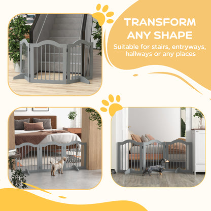 24" Freestanding Pet Gate For Dogs with 2 Support Feet, Light Grey Houses, Kennels & Pens   at Gallery Canada