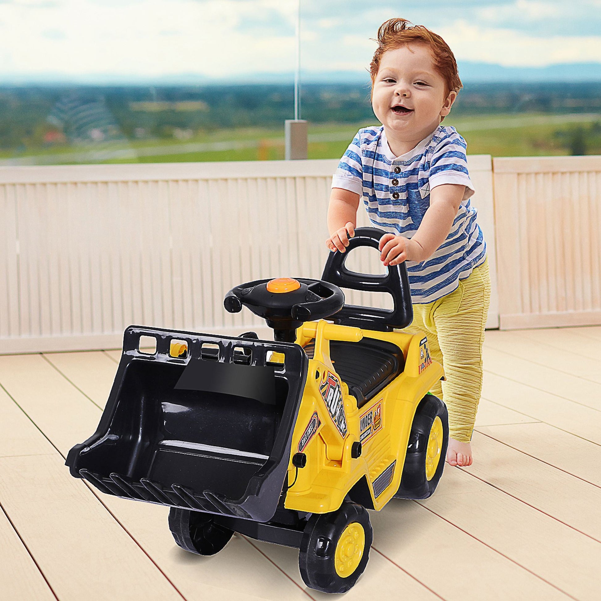 Ride-On Toy Bulldozer with Bucket Horn Steering Wheel Storage Toddlers for 3 years old, Yellow Toy Excavators   at Gallery Canada