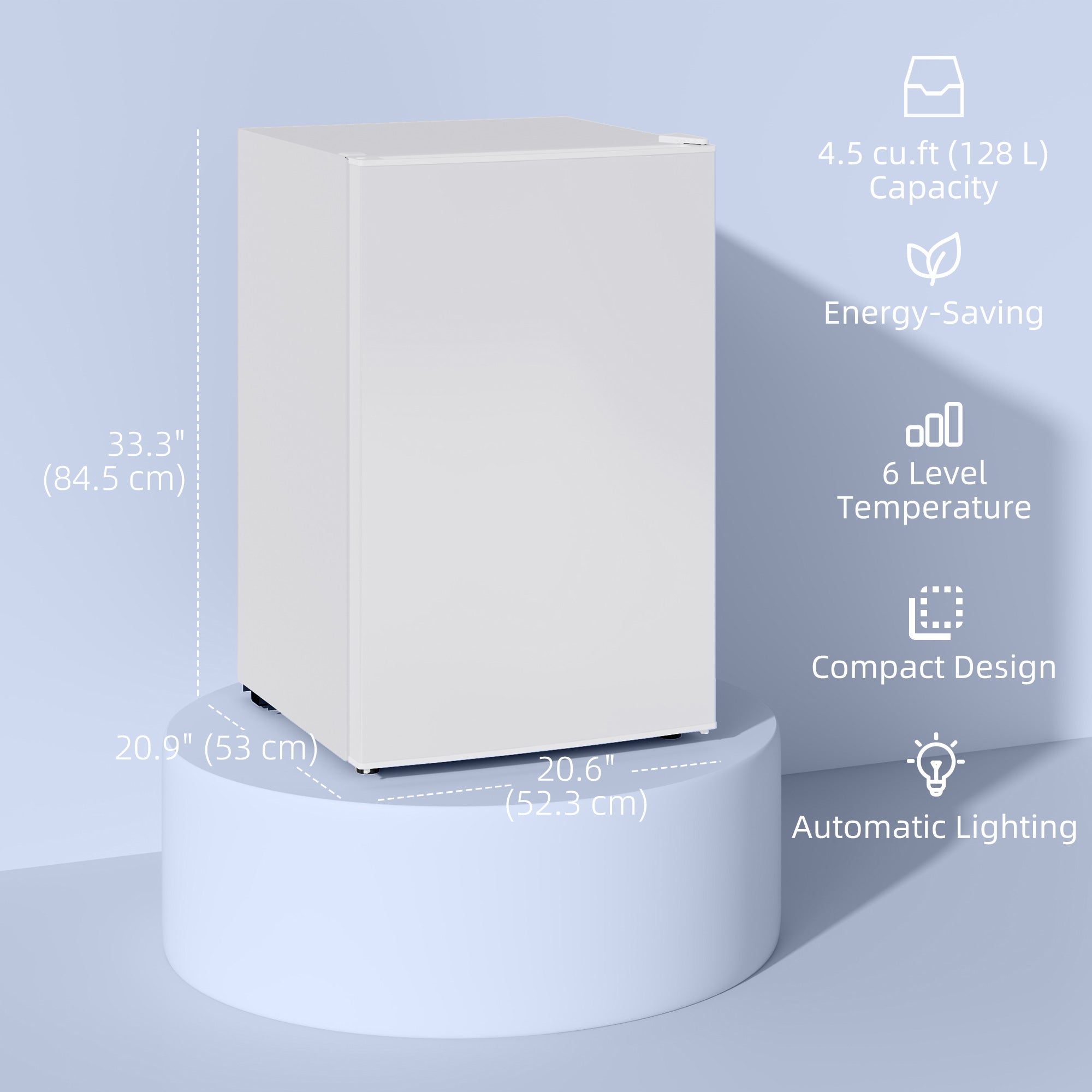 4.5 Cu Ft Mini Fridge with Freezer, Wheels, Single Door Refrigerator, Adjustable Thermostat, Reversible Door, White Small Kitchen Appliances at Gallery Canada