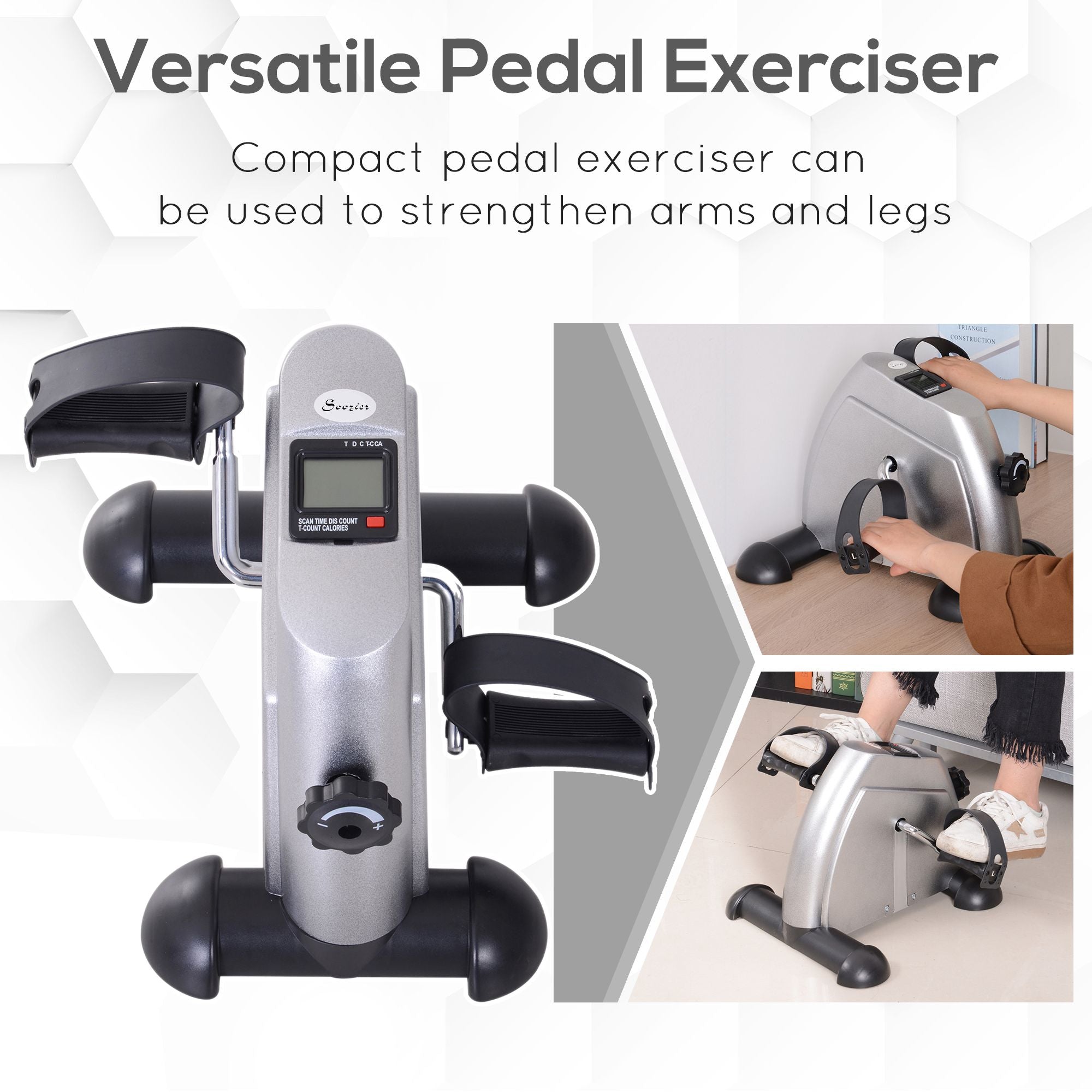 Portable Mini Pedal Exercise Bike Indoor Cycle Fitness Arm Leg w/ LCD Display, Silver Exercise & Stationary Bikes   at Gallery Canada