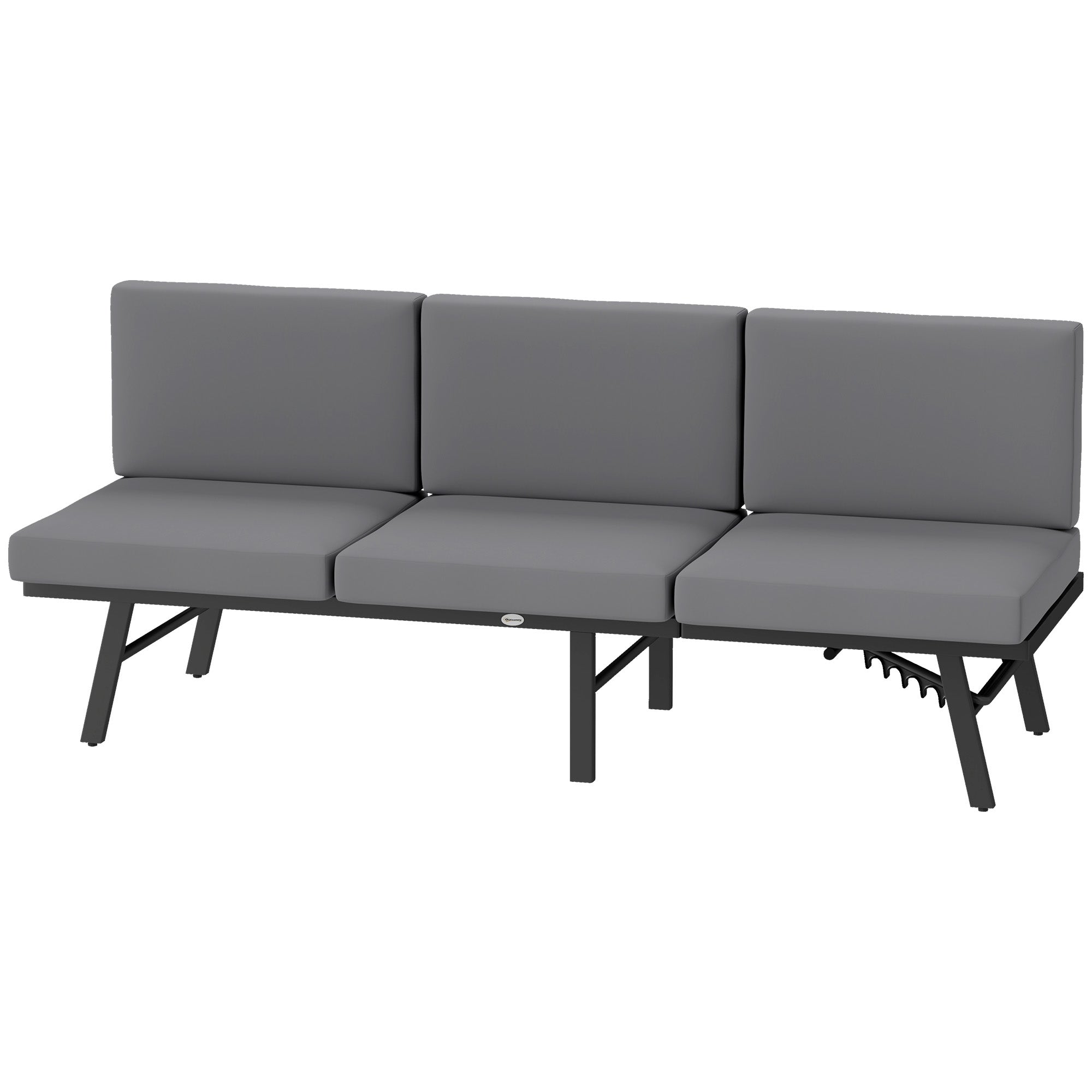 3-in-1 3-Seater Outdoor Sofa, Lounge Chair with 5-Position Adjustable Back, Patio Loveseat with Folding Table, Grey Patio Chairs Multi Colour at Gallery Canada