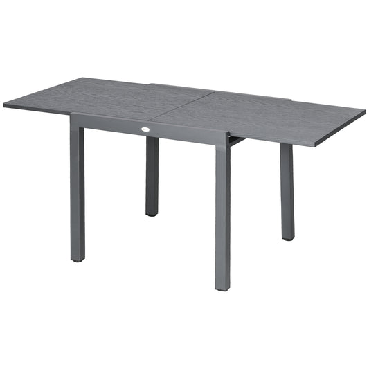 31.5"-63" Extendable Outdoor Dining Table for 4-6 with Aluminium Frame, Steel Tabletop Dark Grey Patio Dinning Tables   at Gallery Canada