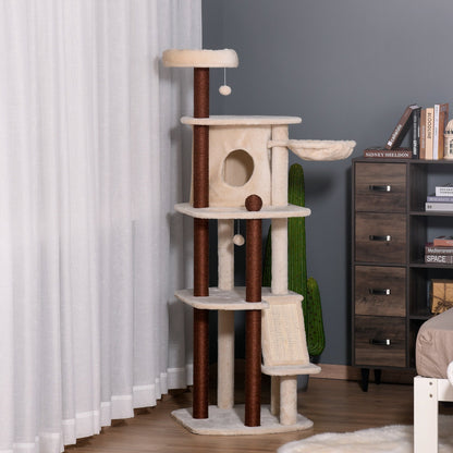 68" Cat Tree Tower, Large Cat Condo Furniture, Multi-Level Cat Tower with Scratching Posts, Ramp, Perches, Dangling Ball Cat Towers   at Gallery Canada