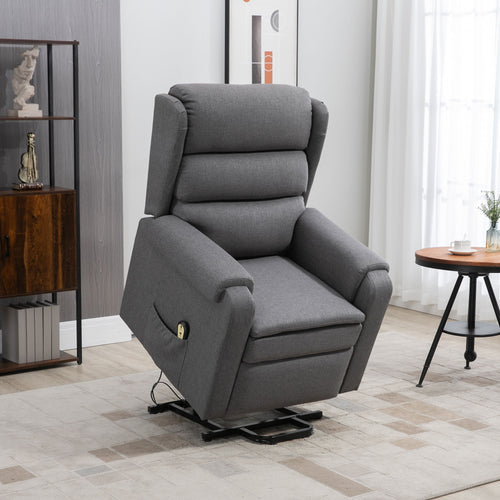Lift Chair for Elderly, Power Chair Recliner with Footrest, Remote Control, Side Pockets for Living Room, Grey