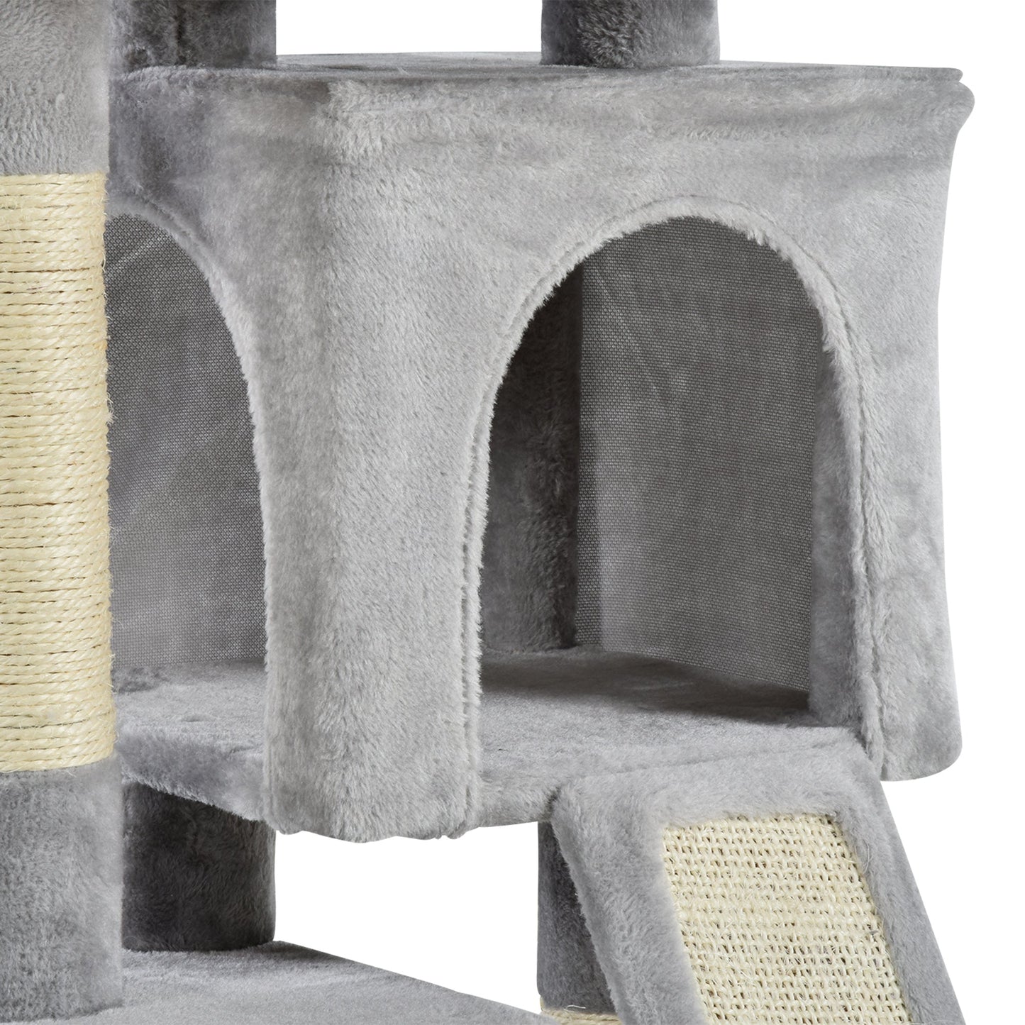 Plush Cat Tree Tower Activity Center with Sisal Scratching Post Scratching Board Perch Condo, Light Grey Cat Posts   at Gallery Canada