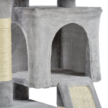 Plush Cat Tree Tower Activity Center with Sisal Scratching Post Scratching Board Perch Condo, Light Grey Cat Posts   at Gallery Canada