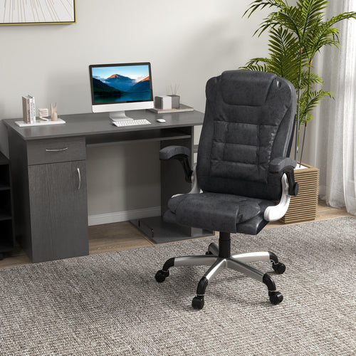 Heavy Duty Microfibre Office Chair, Big and Tall Computer Chair with Flip-up Arm, 400lbs, Charcoal Grey