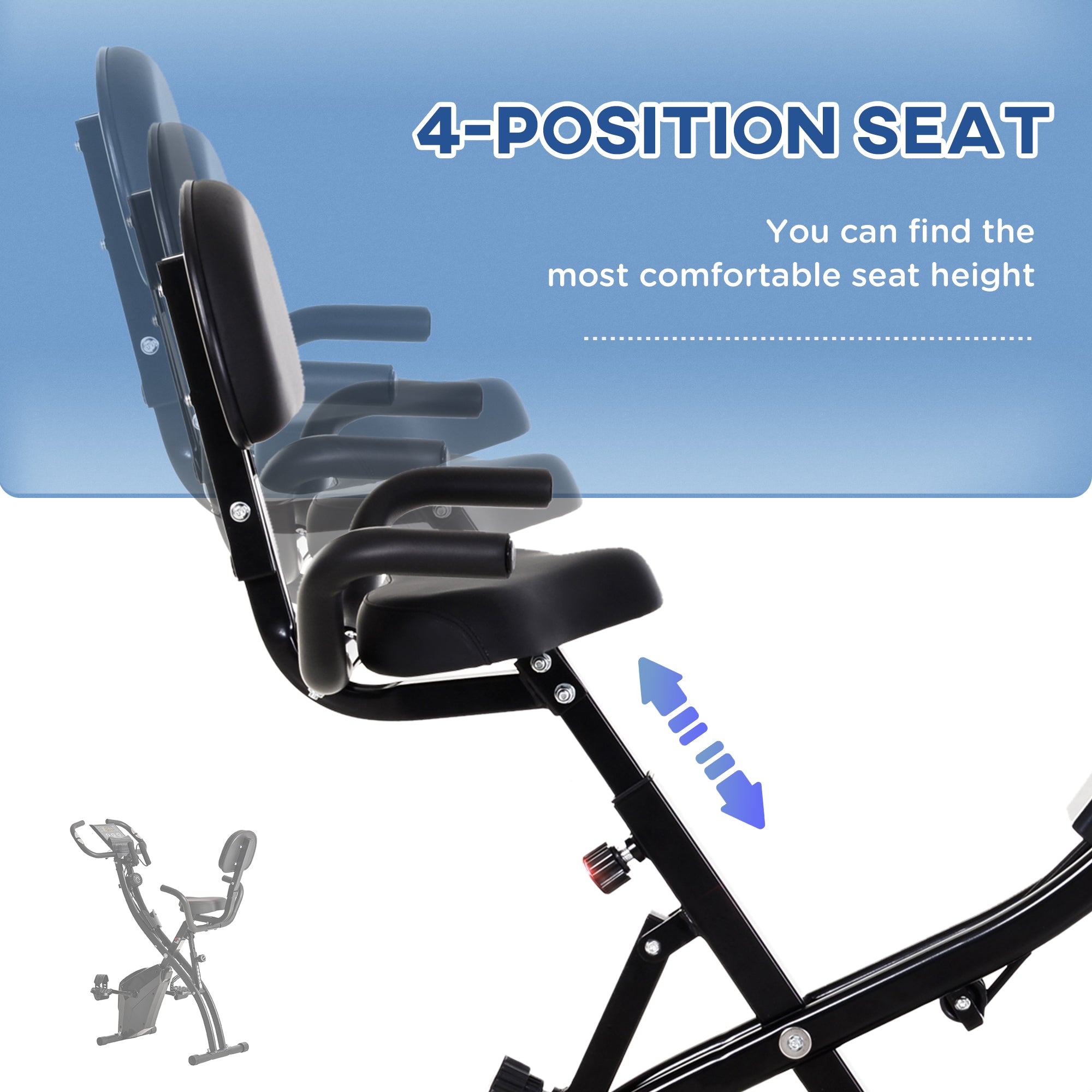 3 in 1 Folding Exercise Bike, Foldable Stationary Bike with 8-Level Magnetic Resistance, Adjustable Seat, Black Exercise & Stationary Bikes at Gallery Canada