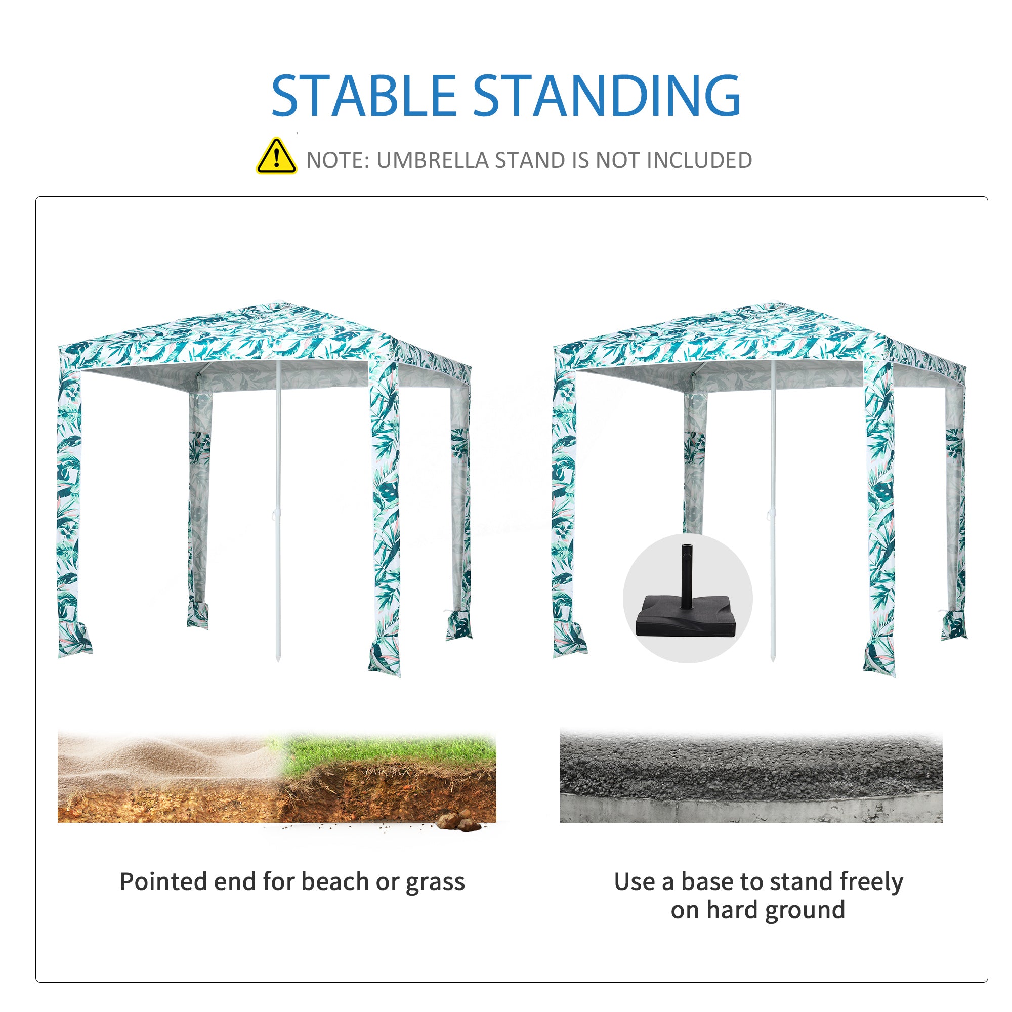 Beach Umbrella, 6.5' Easy-Assembly Sun-Shade Shelter with Sandbags and Carry Bag, Cool UV50+, Green Beach Umbrellas at Gallery Canada