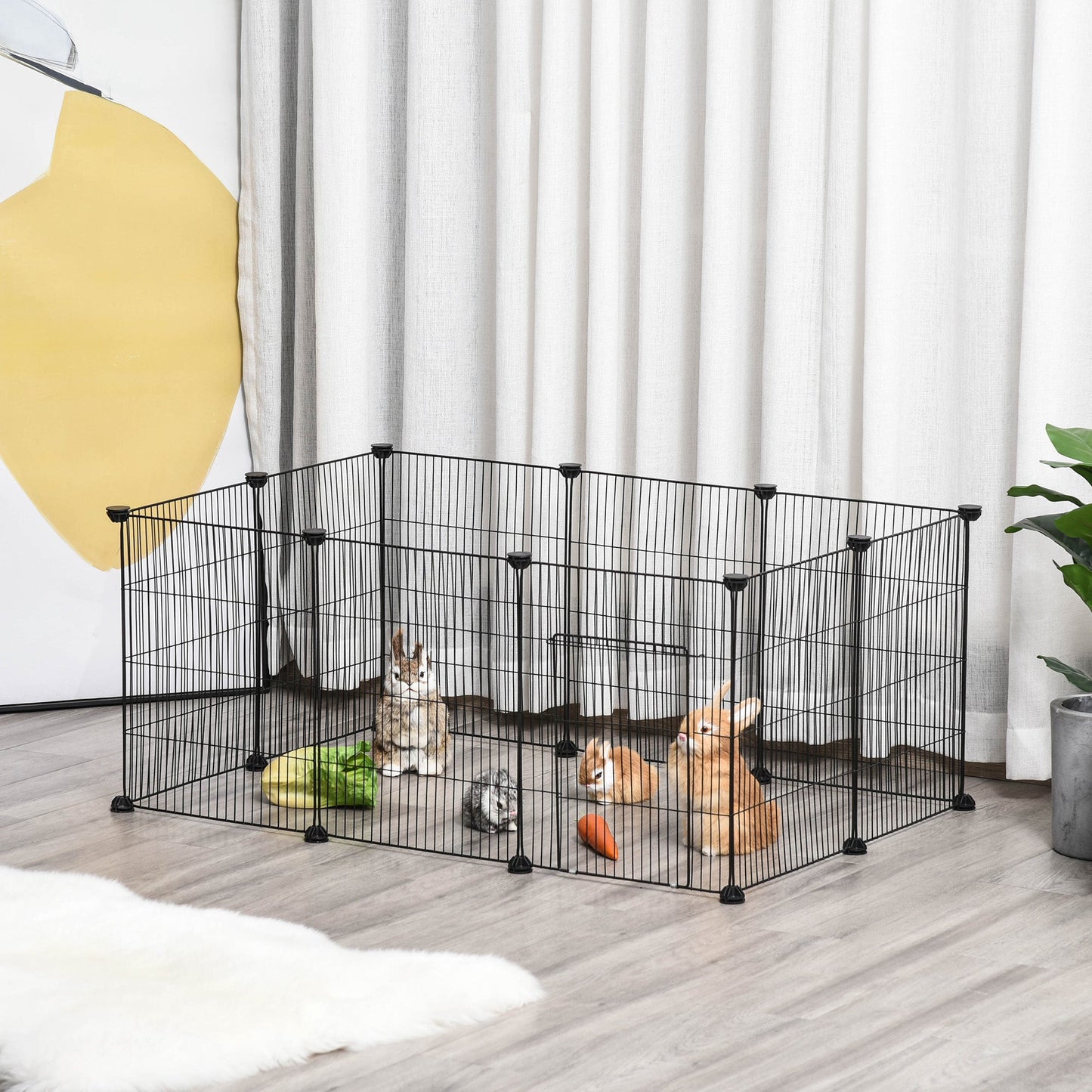 Small Animal Cage for Bunny, Guinea Pig, Chinchilla, Hedgehog, Portable Pet Enclosure with Door, 22 Panels Houses & Habitats   at Gallery Canada