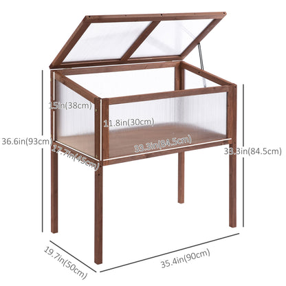 35" x 20" x 36" Wooden Cold Frame Greenhouse, Garden Portable Raised Planter for Outdoor Indoor Use, Brown Cold Frame Greenhouses   at Gallery Canada