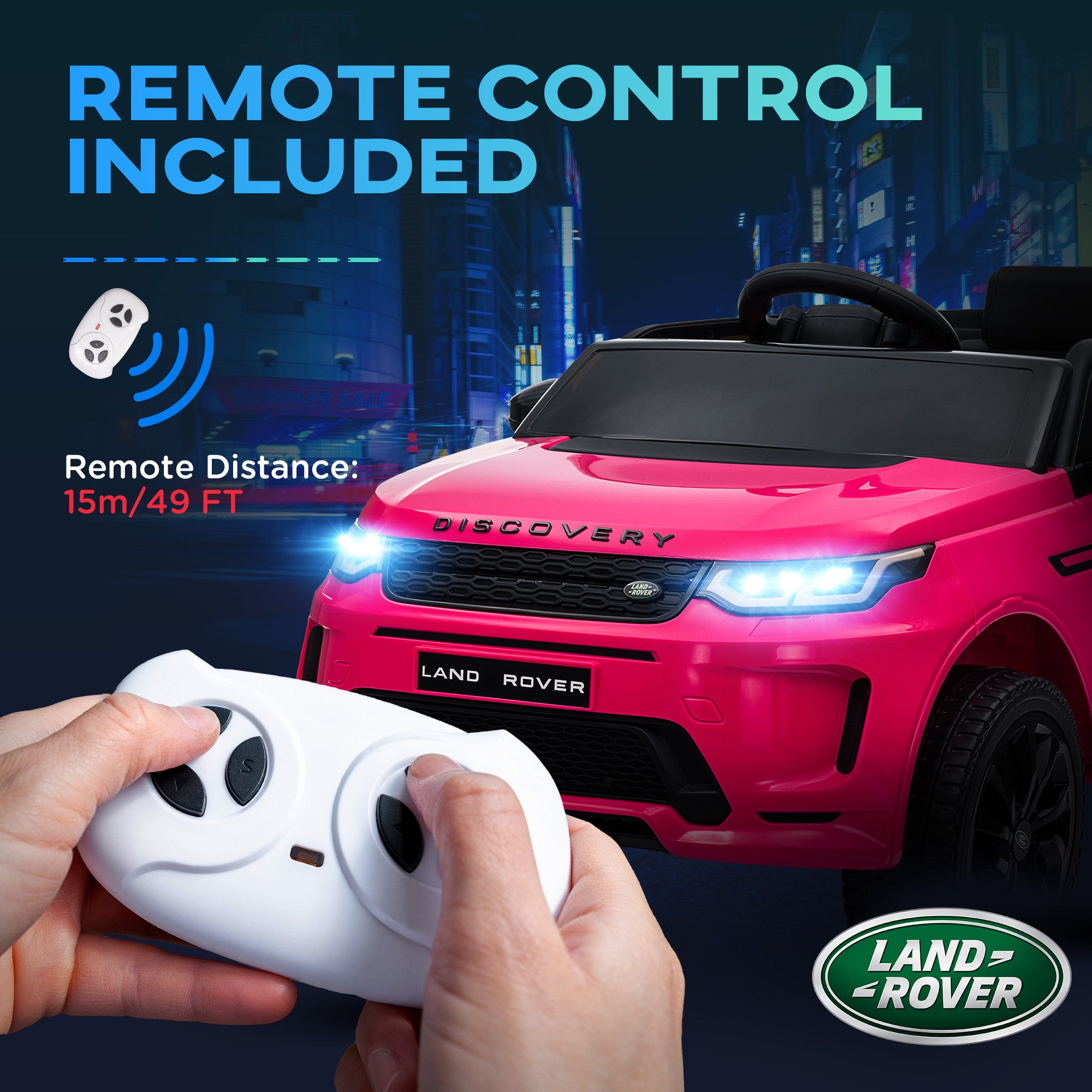 Land Rover Discovery Sport Licensed 12V Ride on Car w/ Remote, Soft Start, LED Lights, Music Horn, Pink Electric Toy Cars   at Gallery Canada