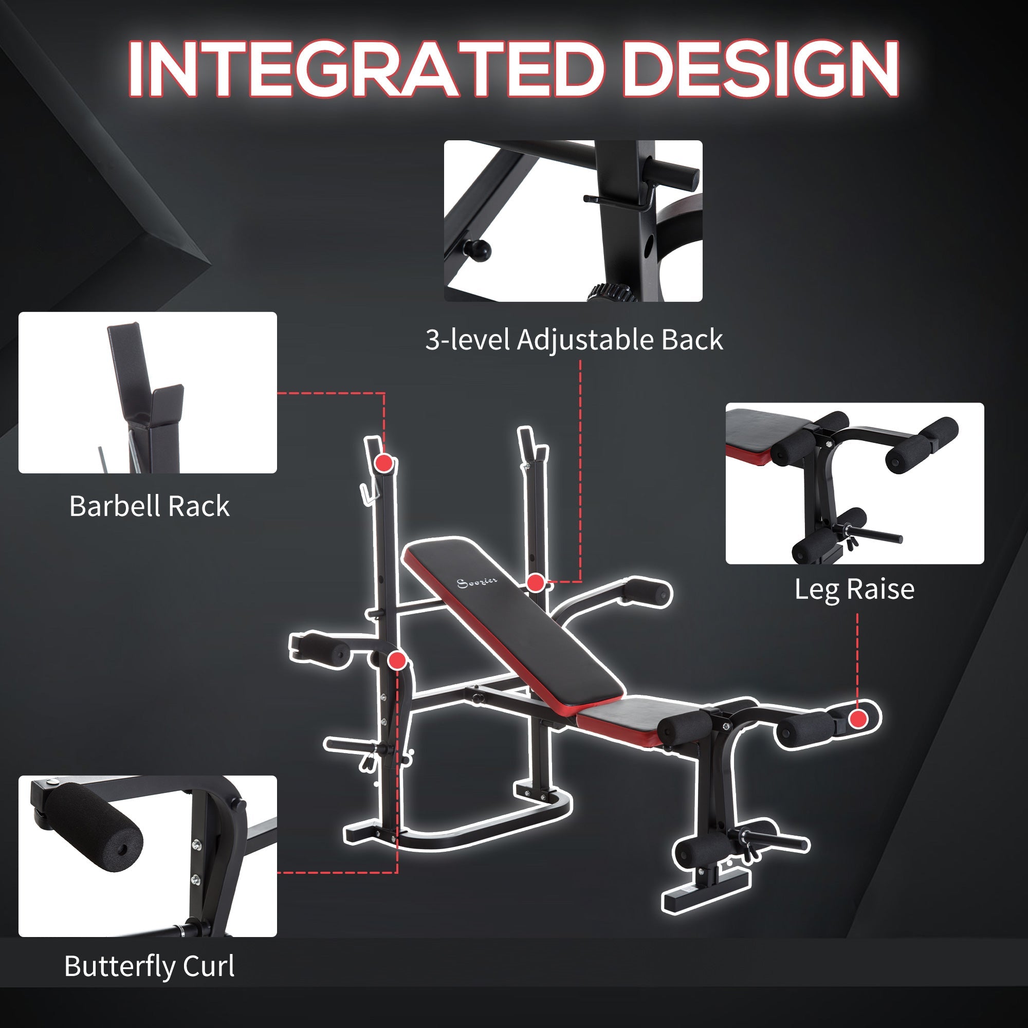 Multifunctional Adjustable Weight Bench with Leg Developer and Barbell Rack for Home Gym, Multi Colour Weight Benches   at Gallery Canada