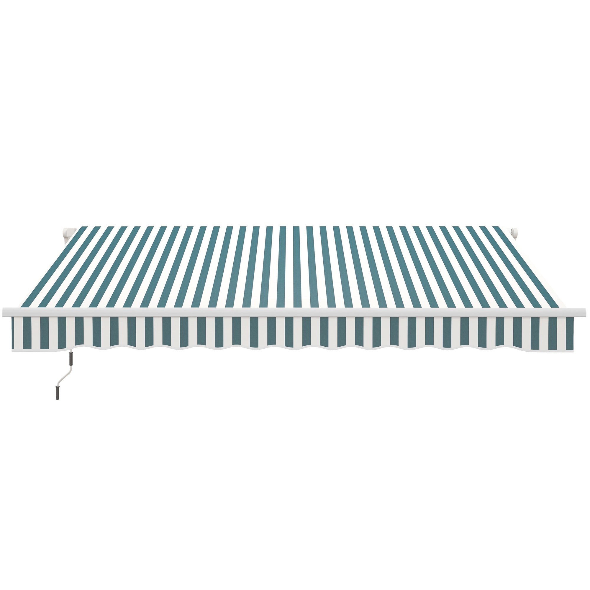 12' x 10' Manual Retractable Awning Outdoor Sunshade Shelter for Patio, Balcony, Yard, with Adjustable &; Versatile Design, Green and White Deck Awnings at Gallery Canada