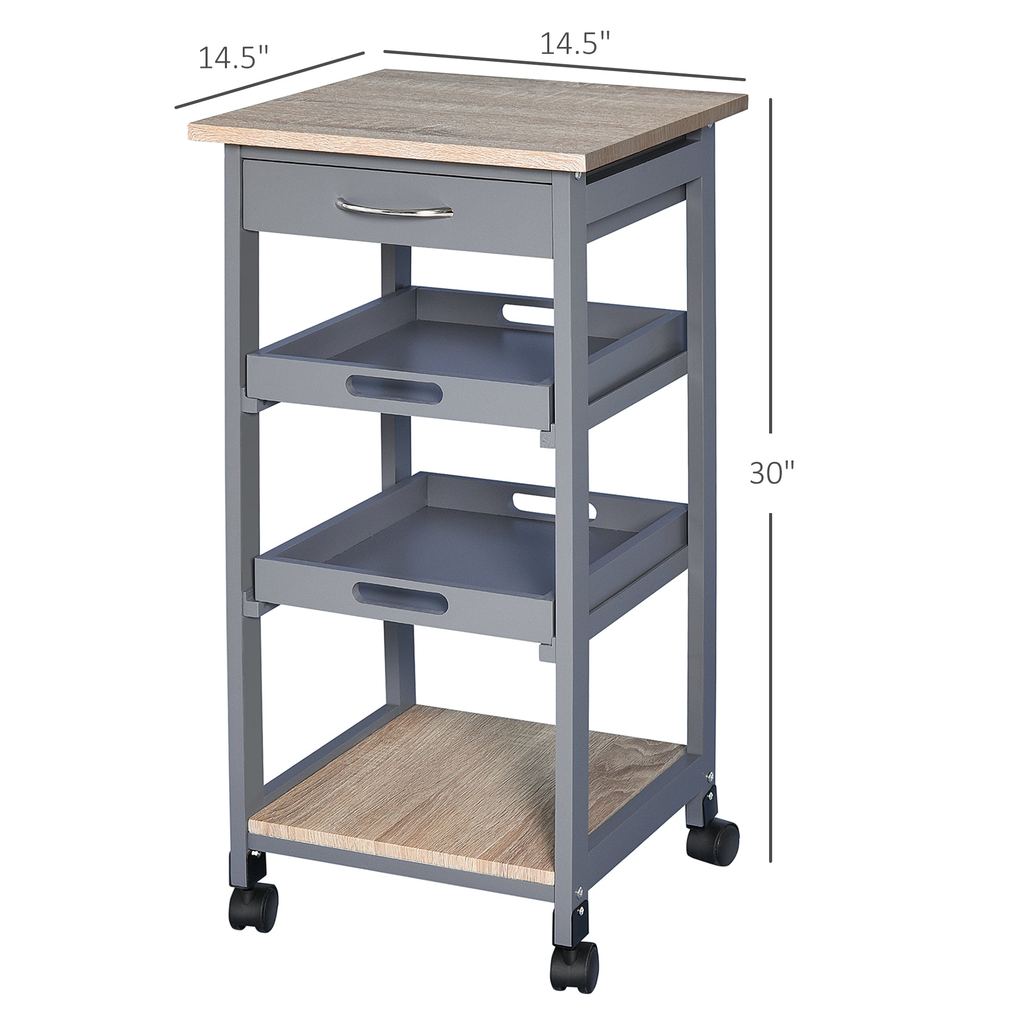 Kitchen Island Rolling Trolley Utility Serving Cart with Drawer Grey Kitchen Islands & Kitchen Carts at Gallery Canada