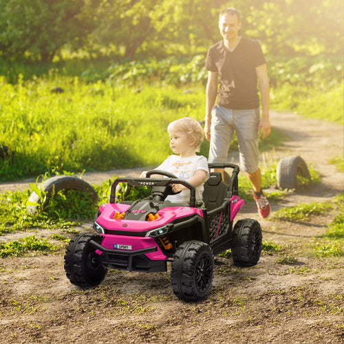 12V Kids Ride On Car, Toy Truck with Remote Control, Spring Suspension, LED Headlights, 3 Speeds, Pink