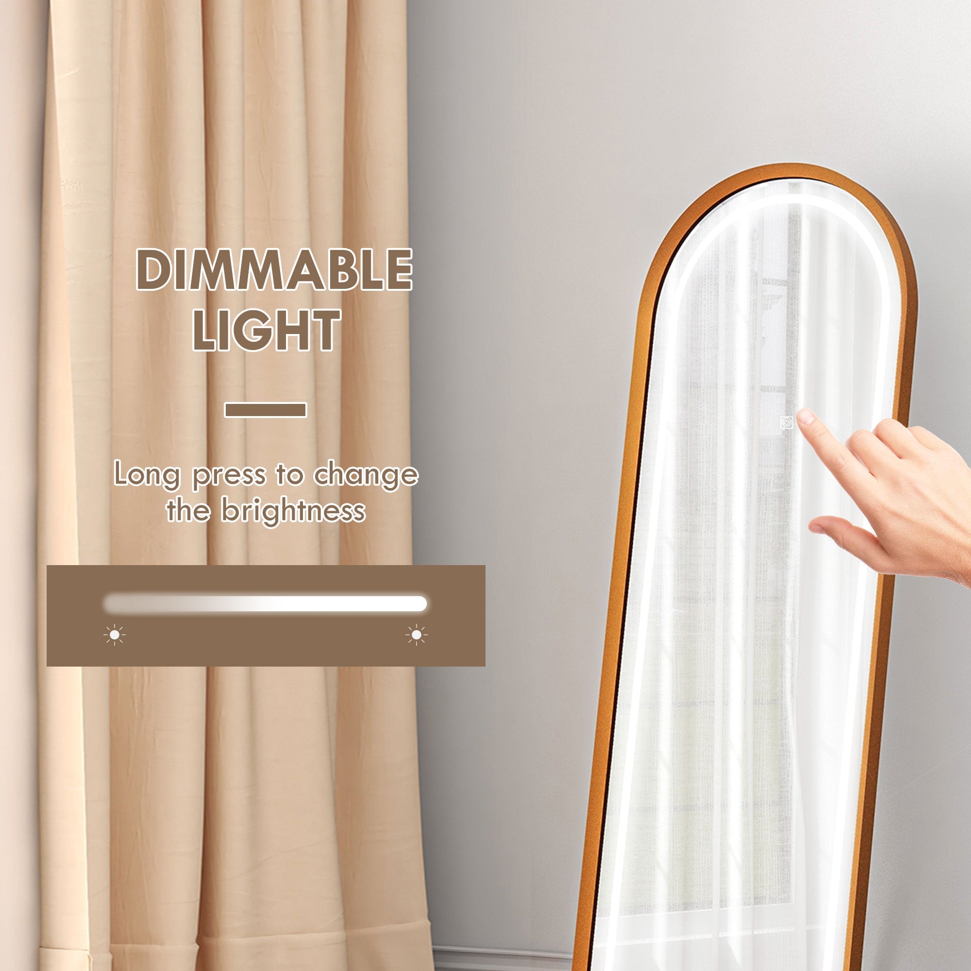 Standing Mirror with LED Lights, 58