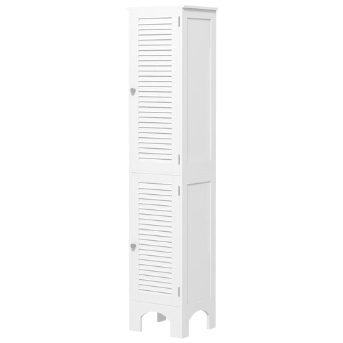 Narrow Bathroom Cabinet, Tall Bathroom Storage Cabinet with Shelves and Doors, White