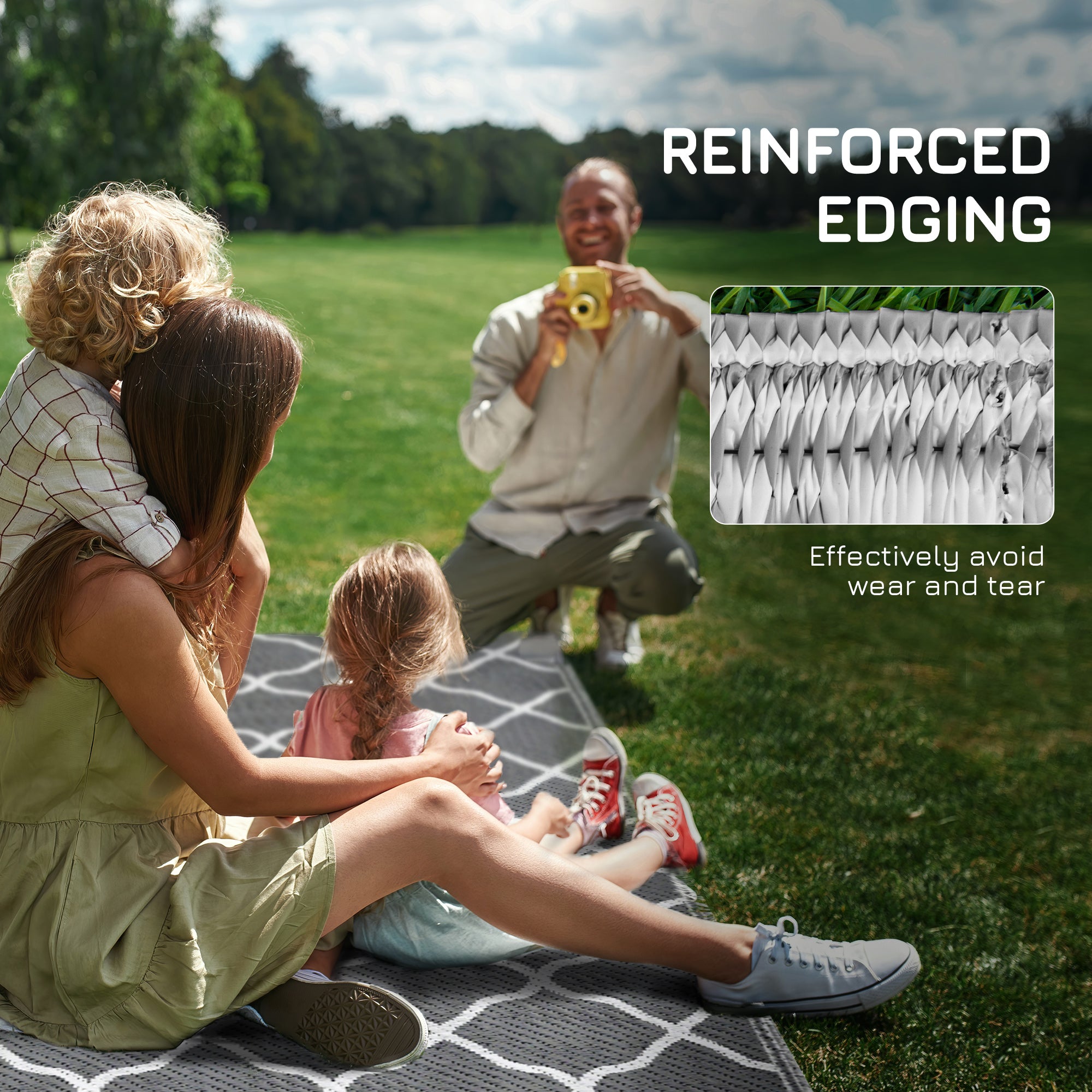 Waterproof Outdoor Rug, 6' x 9' RV Rug Reversible Mat for Backyard, Deck, Picnic, Beach, Camping, Grey &; White Net Outdoor Reversible Rugs at Gallery Canada