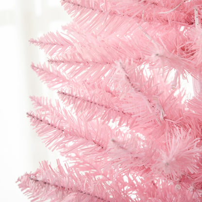 7' Pre Lit Artificial Pencil Christmas Trees, Xmas Tree with Realistic Branches and Warm White LED Lights, Pink Pencil Christmas Trees   at Gallery Canada