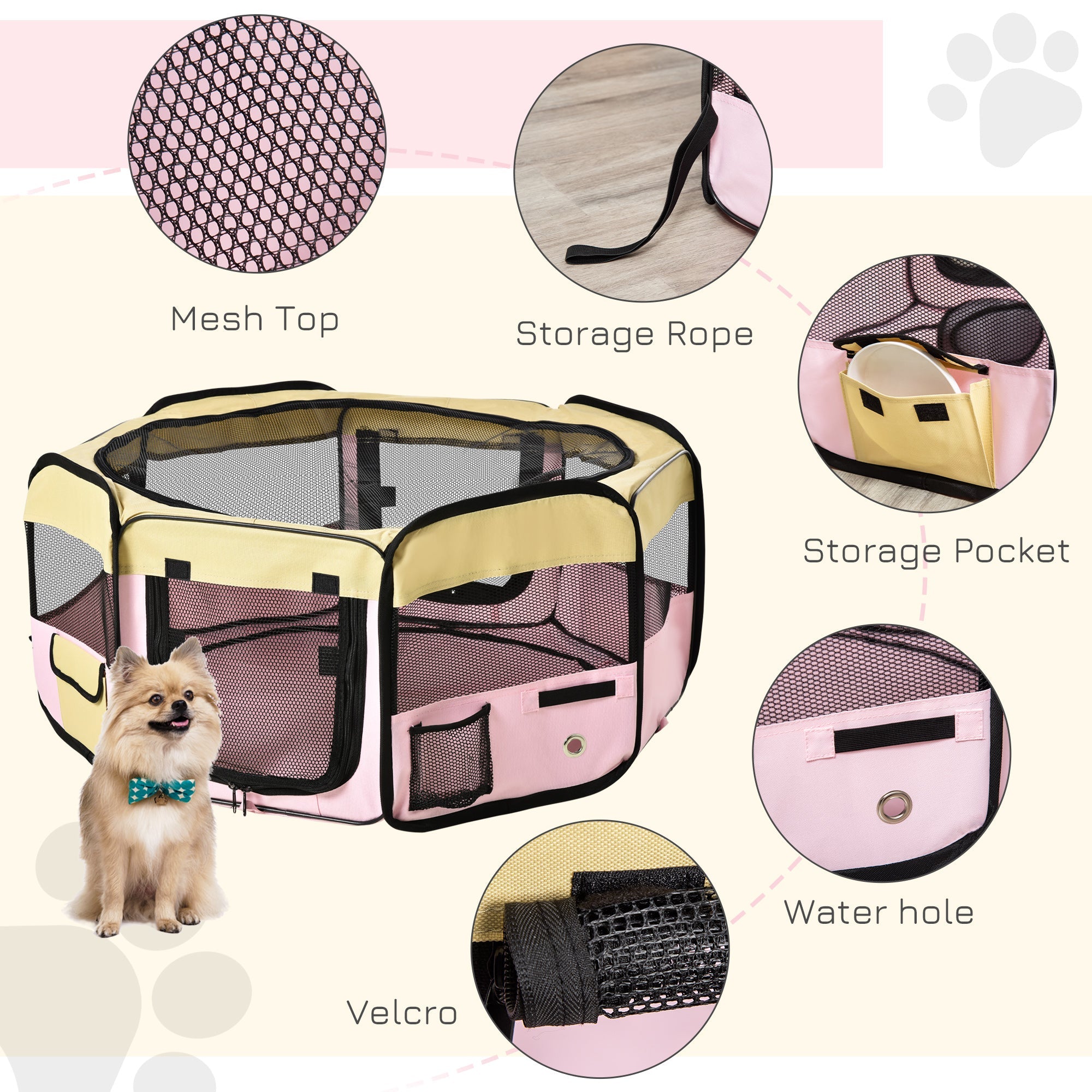 36-inch Large Exercise Puppy Pet Playpen Portable Dog Cat Pet Play Pen Pet Cage Tent Kennel Crate Pink Carry Bag Included Houses, Kennels & Pens   at Gallery Canada