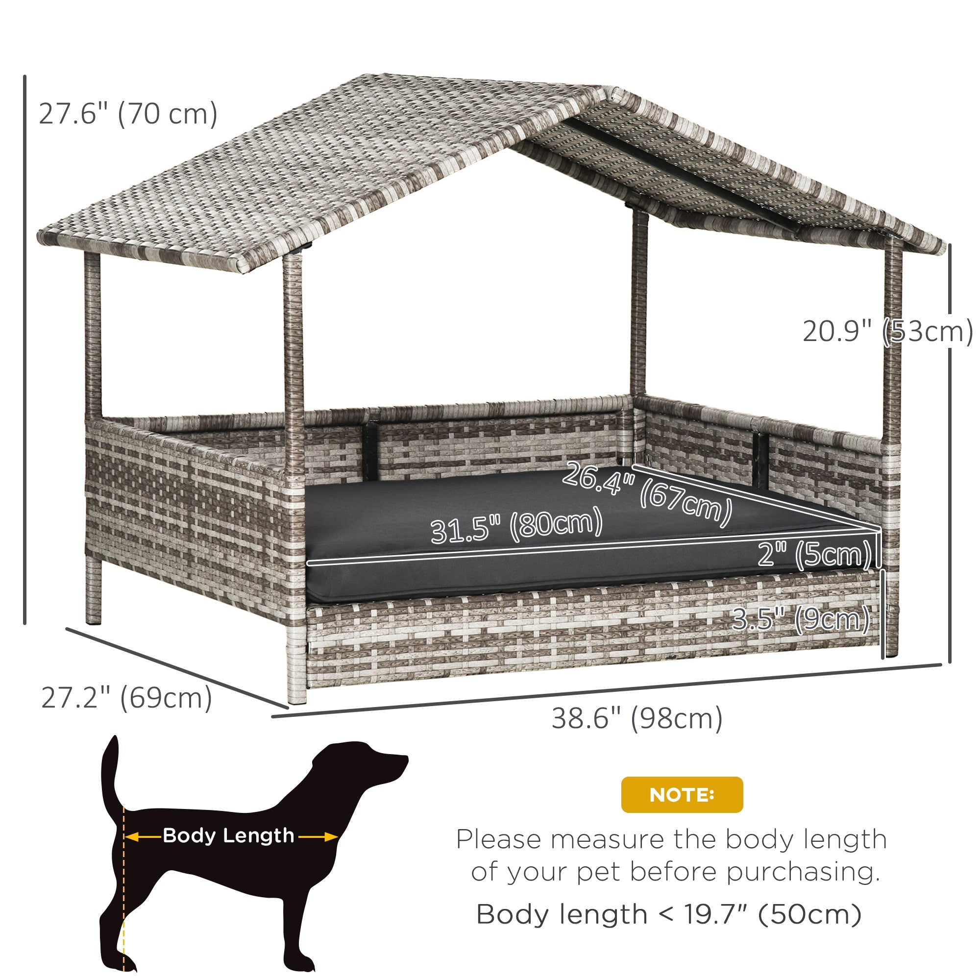 Wicker Pet House Dog Bed for Indoor/Outdoor Rattan Furniture with Cushion Houses, Kennels & Pens   at Gallery Canada