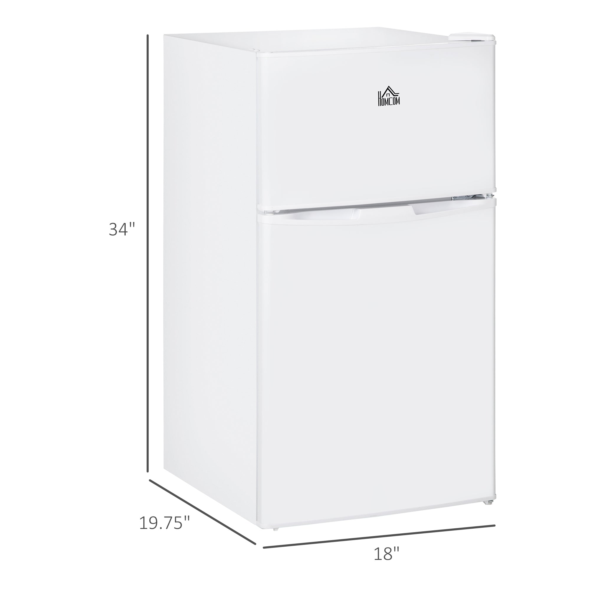 3.2 Cu.Ft Double Door Mini Fridge with Freezer, Adjustable Shelf, White Small Kitchen Appliances White  at Gallery Canada